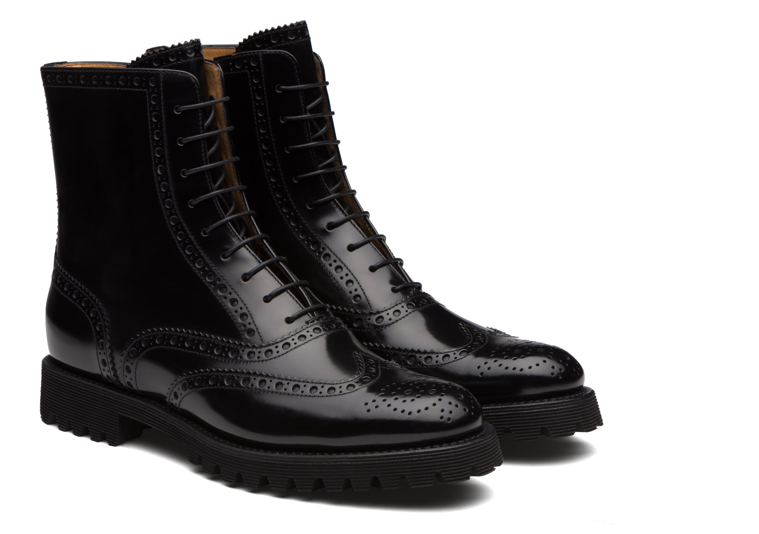 Cammy Church's Botte Richelieu à Lacets à Liant Poli Noir