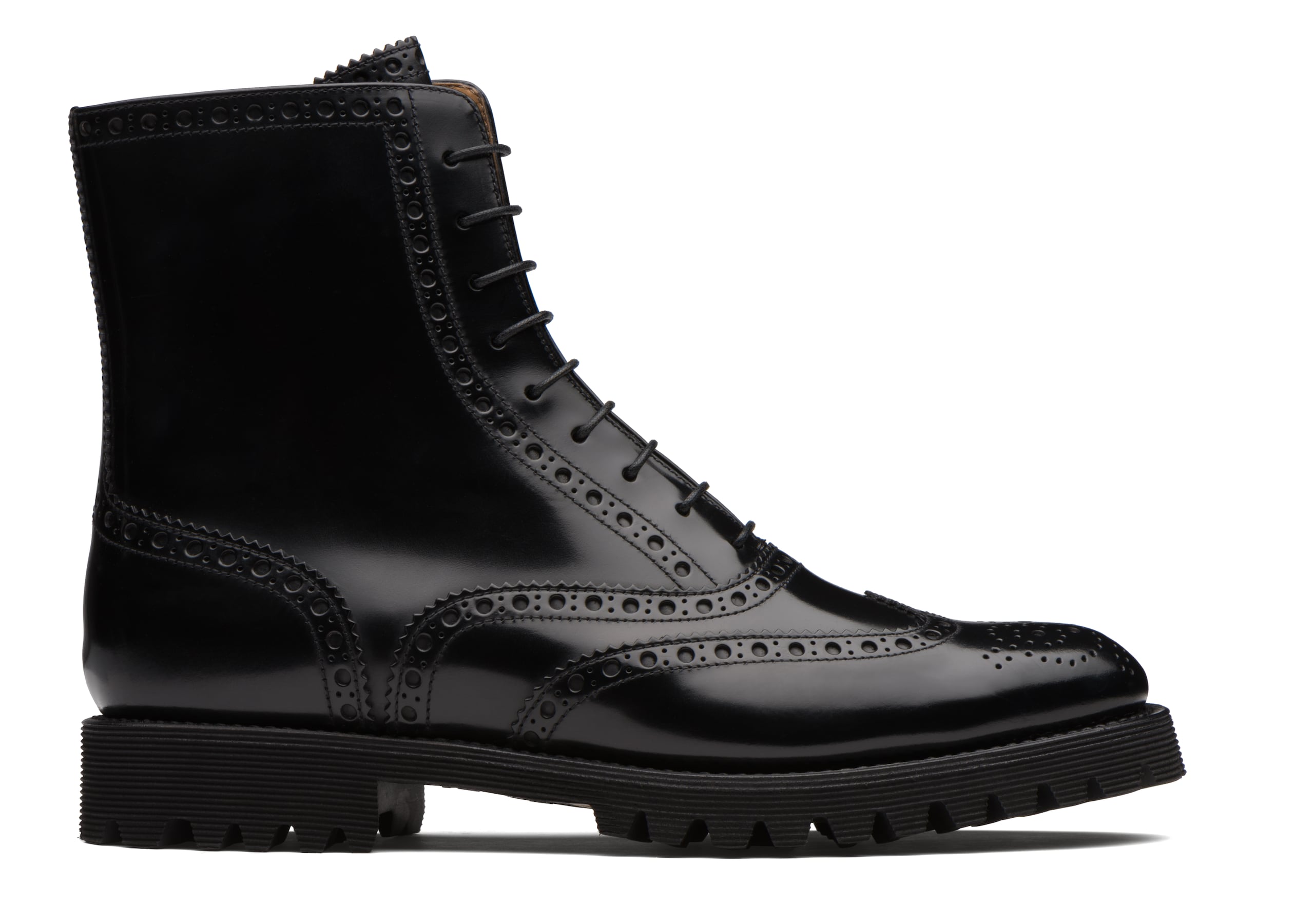 Cammy Church's Botte Richelieu à Lacets à Liant Poli Noir