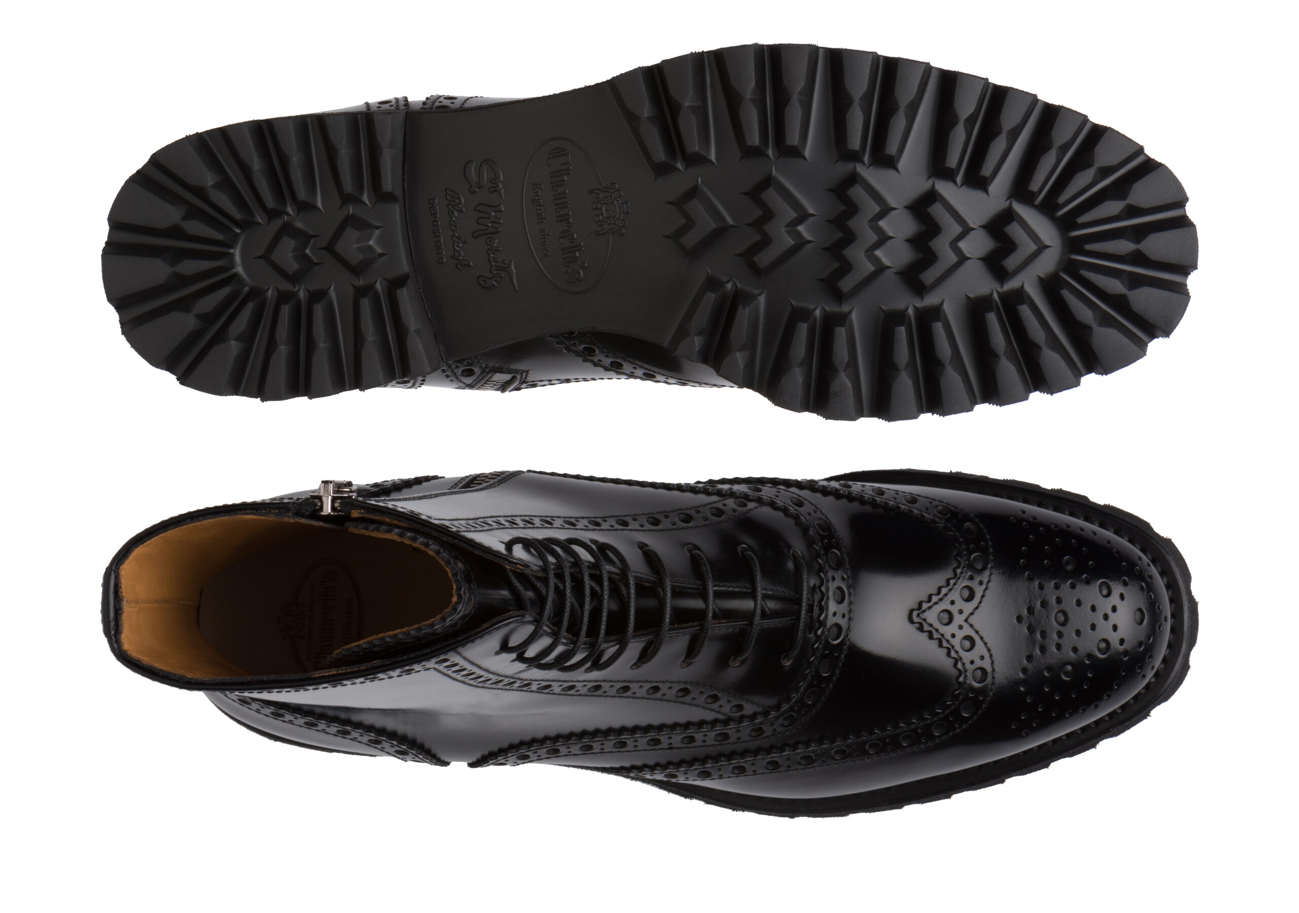 Cammy Church's Botte Richelieu à Lacets à Liant Poli Noir