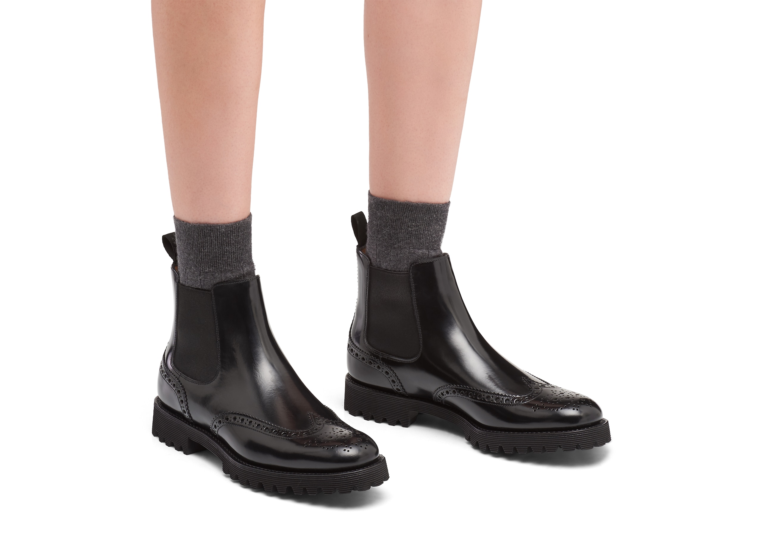 Charlize Church's Botte Chelsea Richelieu en cuir glacé Noir