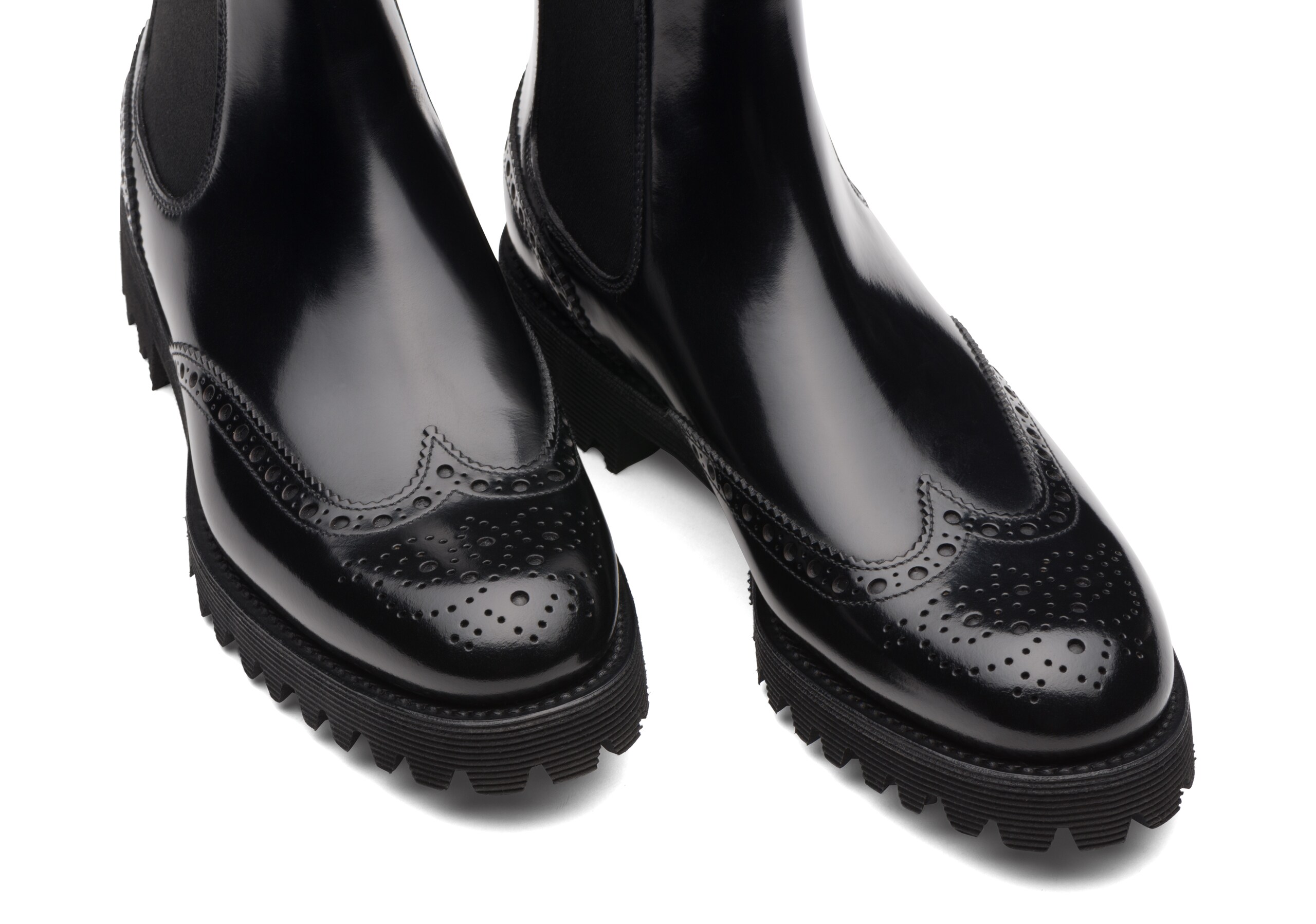 Charlize Church's Botte Chelsea Richelieu en cuir glacé Noir
