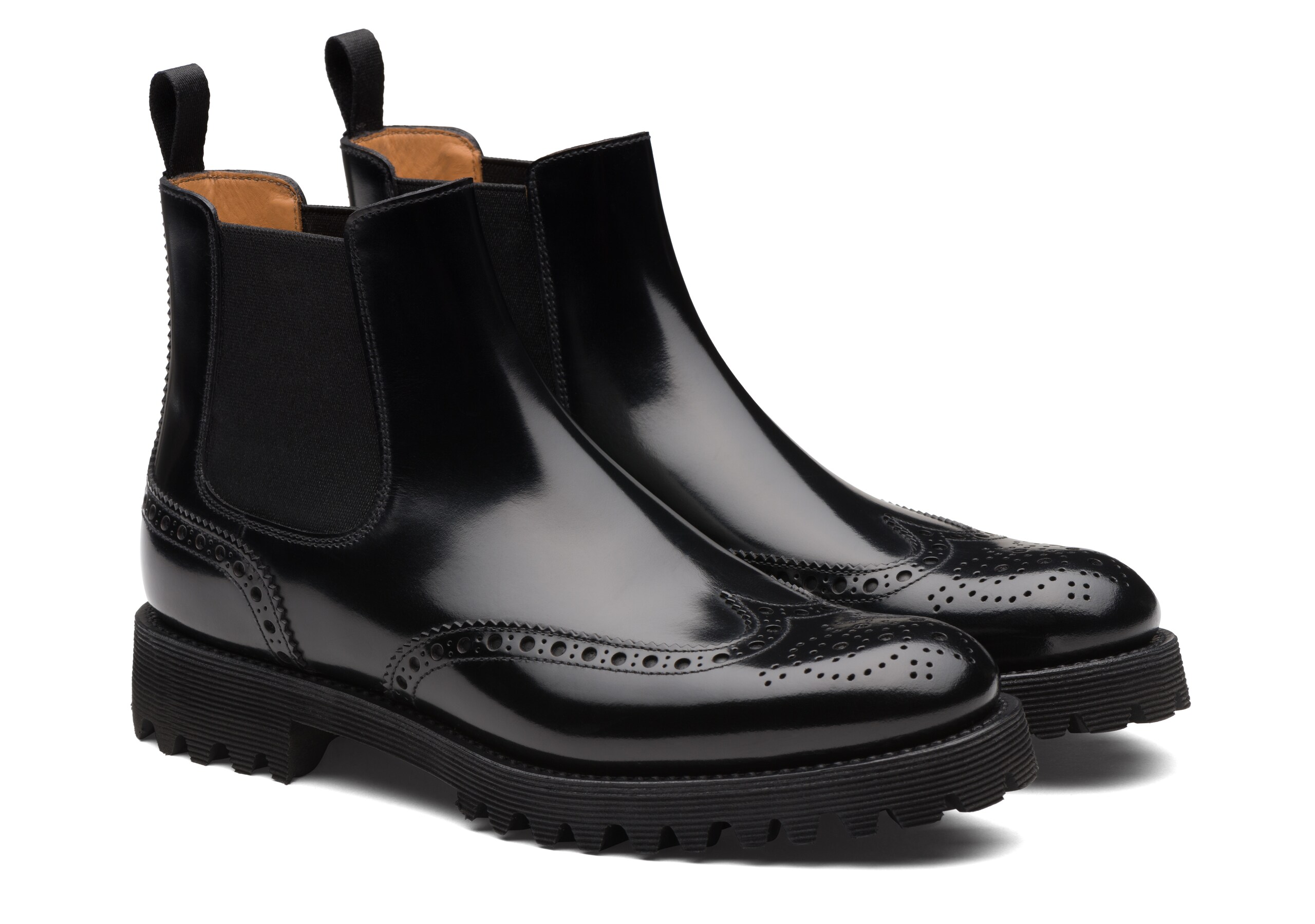 Charlize Church's Botte Chelsea Richelieu en cuir glacé Noir