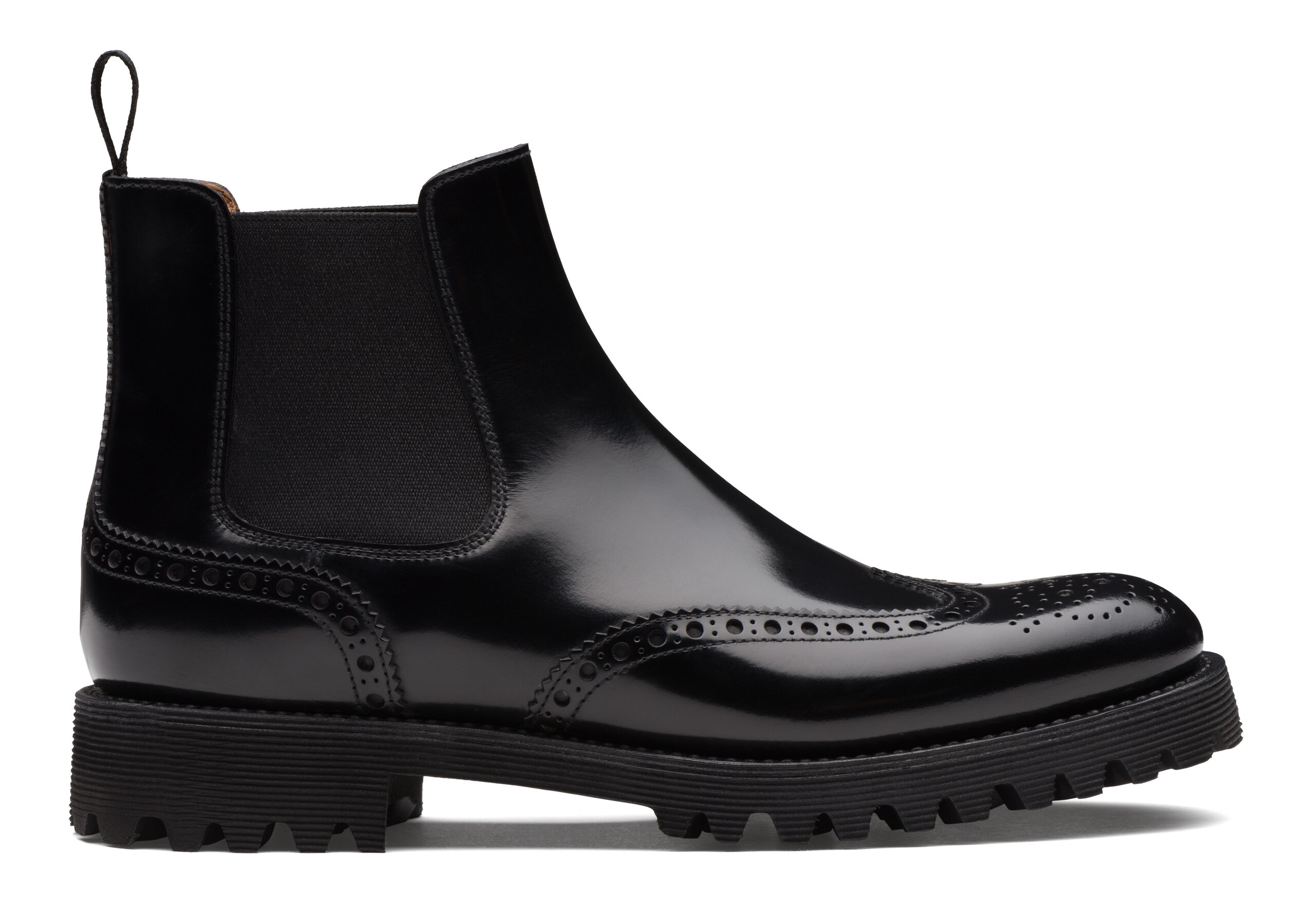 Charlize Church's Botte Chelsea Richelieu en cuir glacé Noir