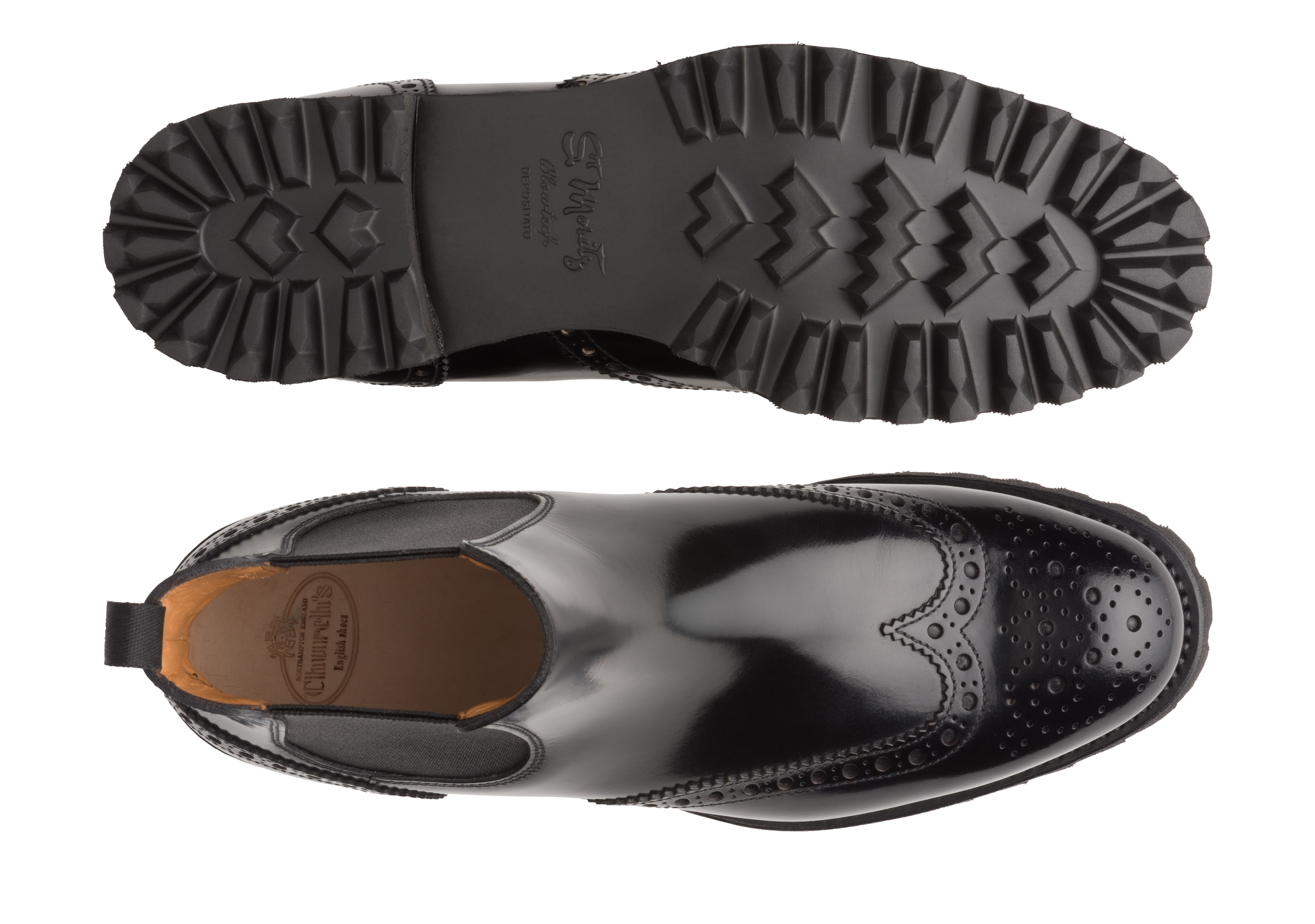 Charlize Church's Botte Chelsea Richelieu en cuir glacé Noir