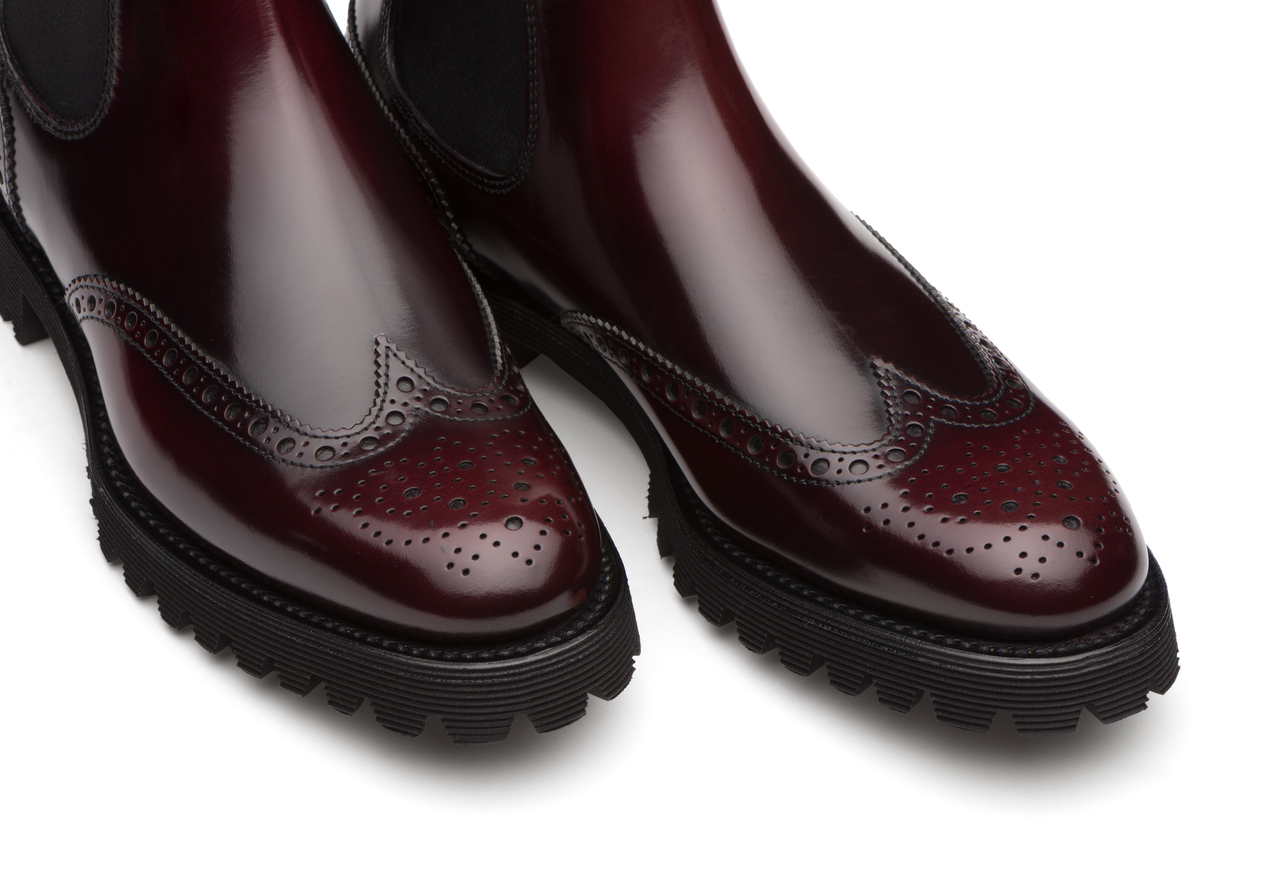 Charlize Polished Binder Chelsea Boot Brogue Burgundy Church's