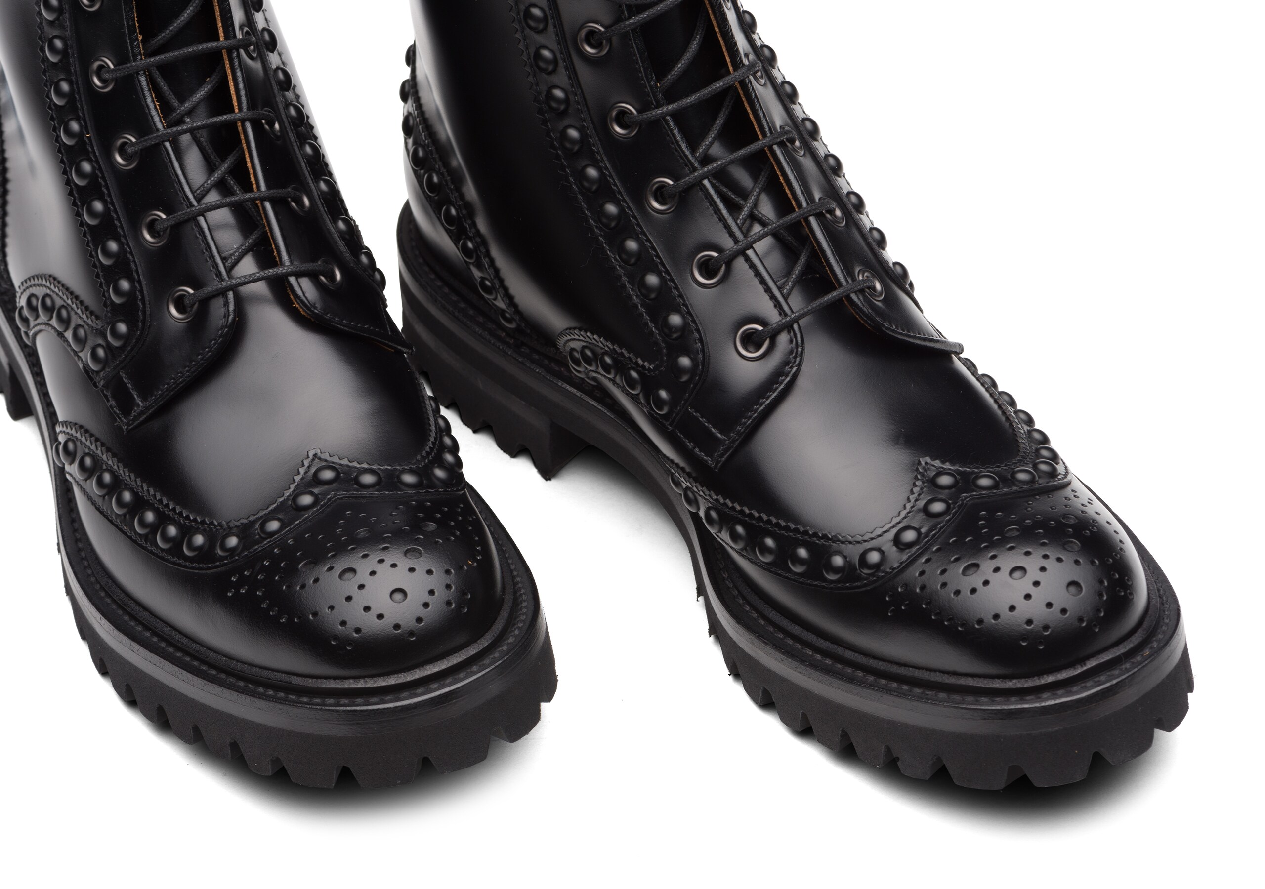 Elettra Church's Rois Calf Leather Lace-up Boot Stud Black