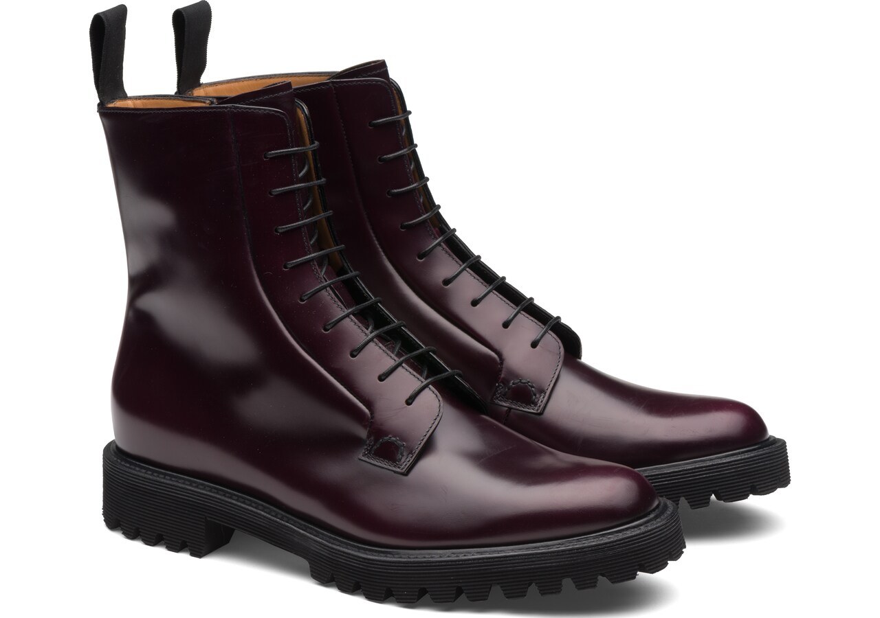 lace up boots burgundy