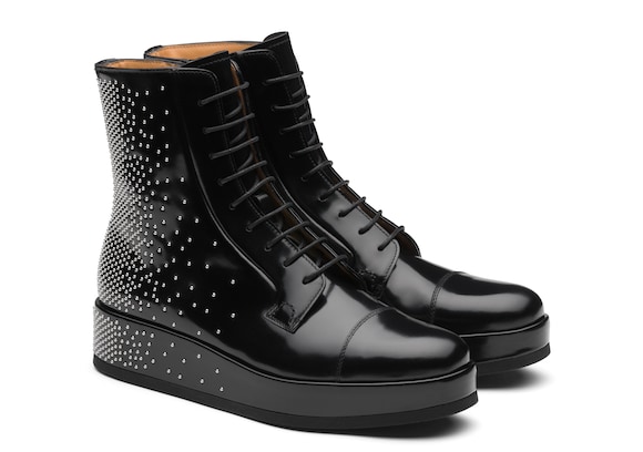 Church's  Bottines à lacets en cuir glacé clouté Noir