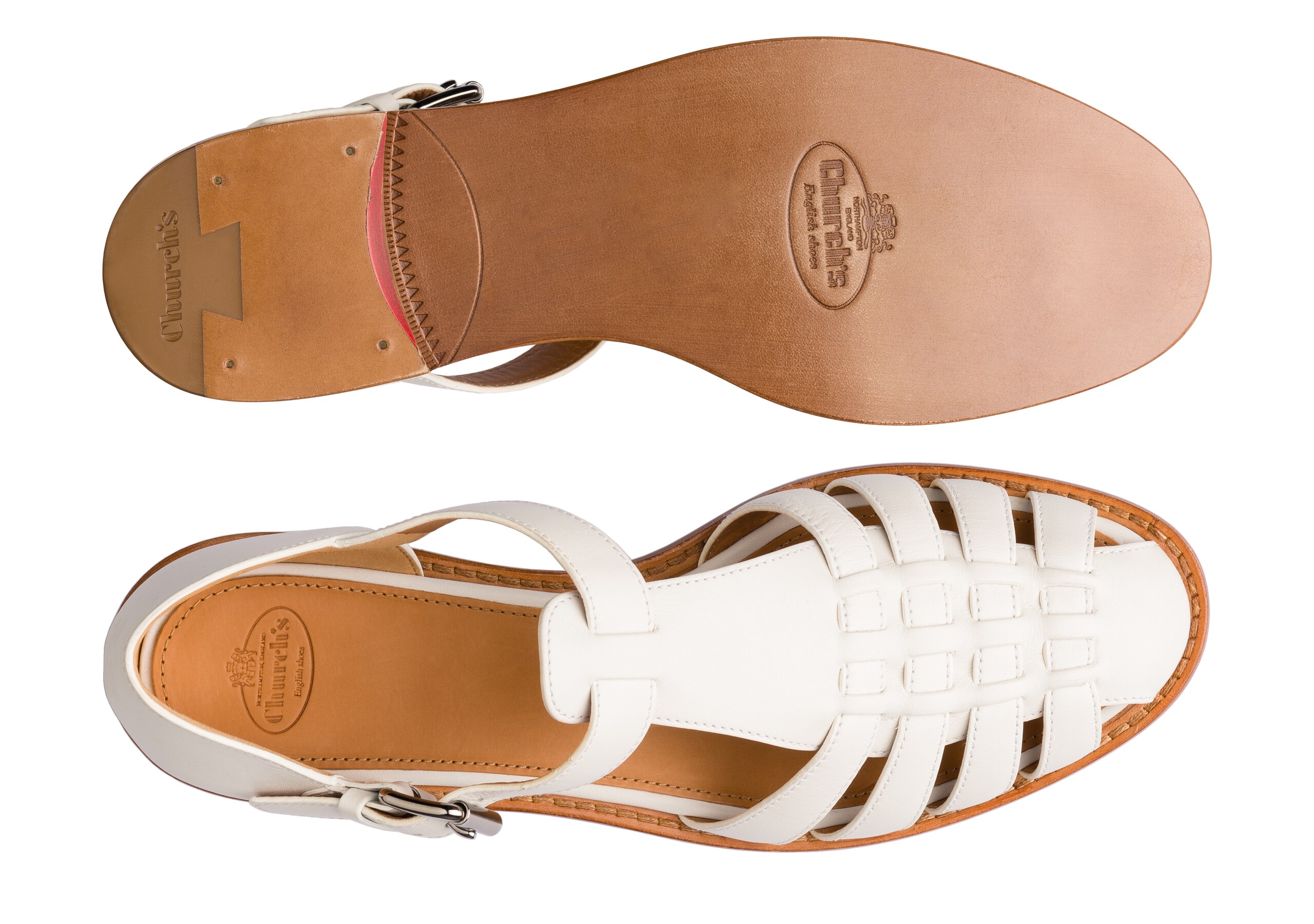 Kelsey Church's Sandalo in Pelle di Vitello Prestige Bianco