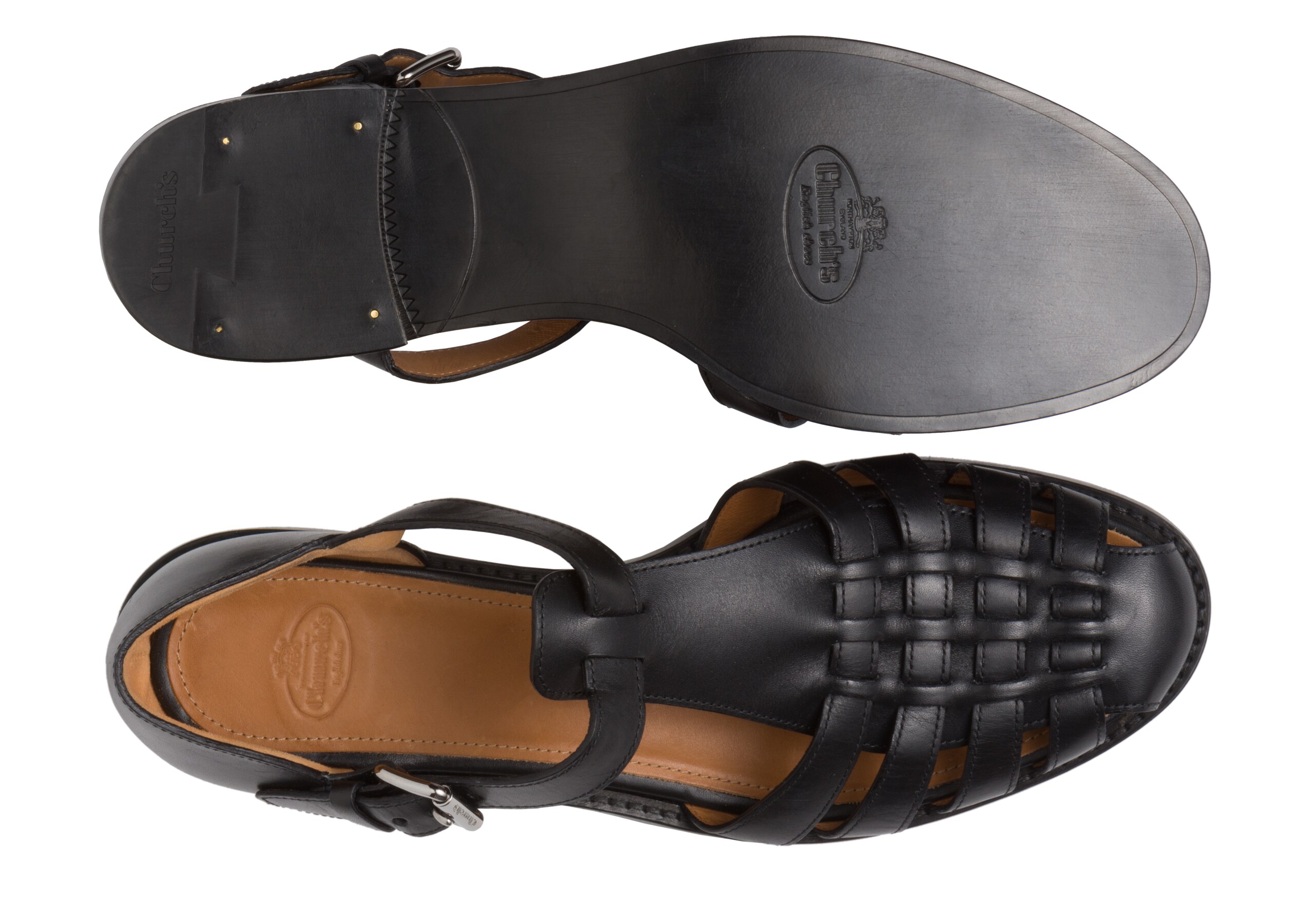 Kelsey Church's Prestige Calf Leather Sandal Black
