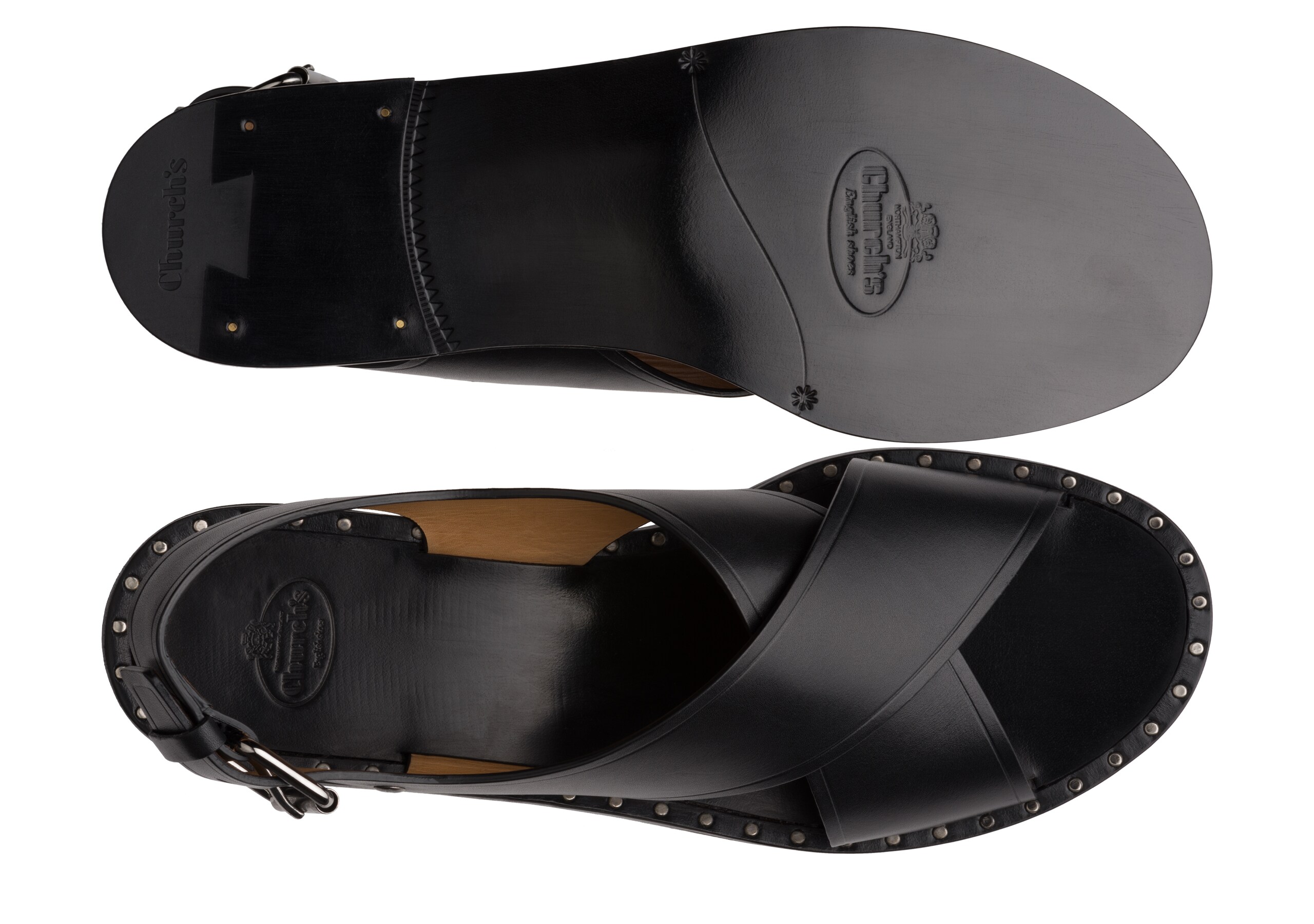 Rhonda Church's Sandale en Cuir de Veau Noir