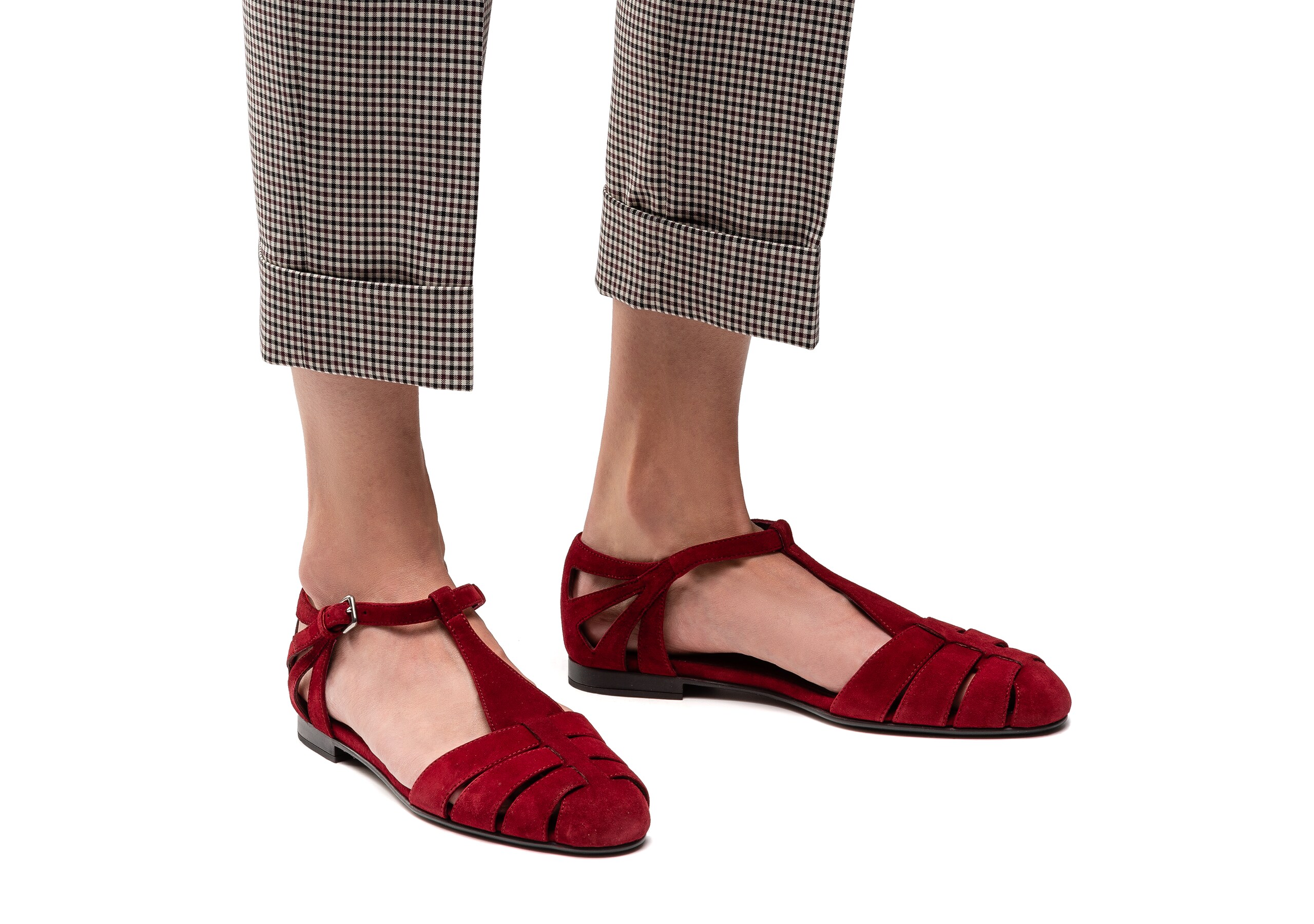 Rainbow Suede T Bar Sandal Red Church S