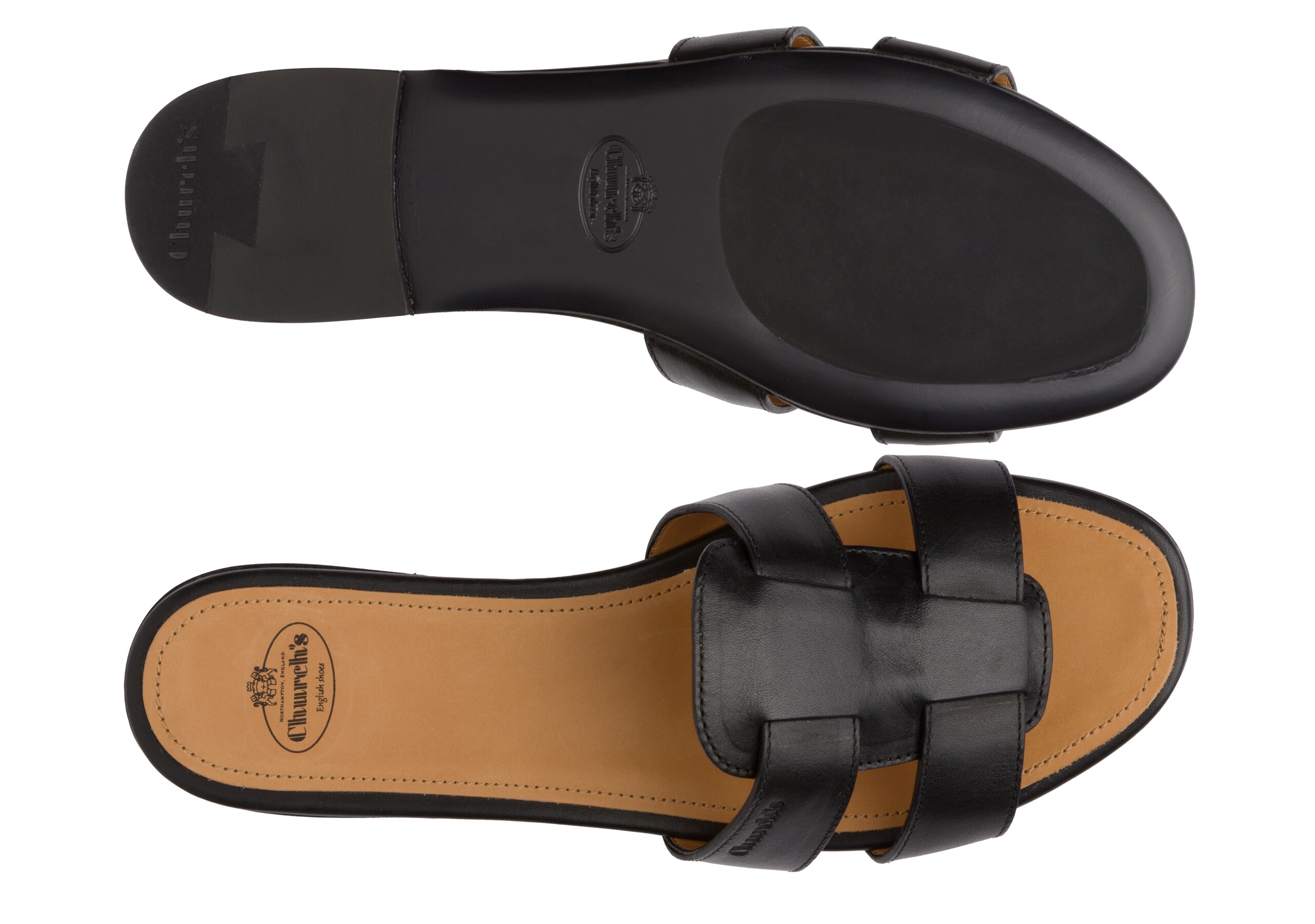 Dee dee Church's Calf leather slip on sandal Black