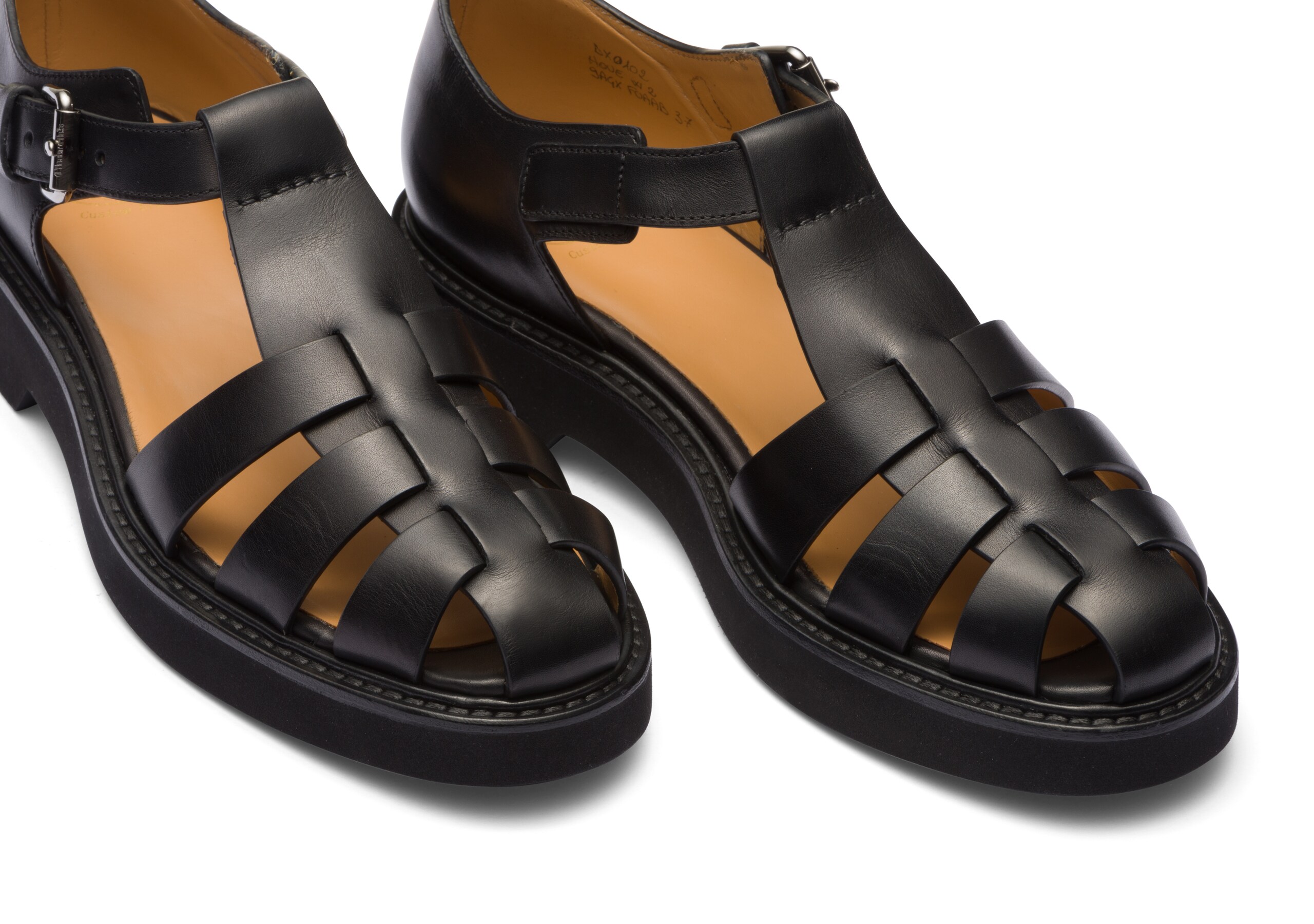 Hove w 4 Church's Natural Calf Leather Sandal Black