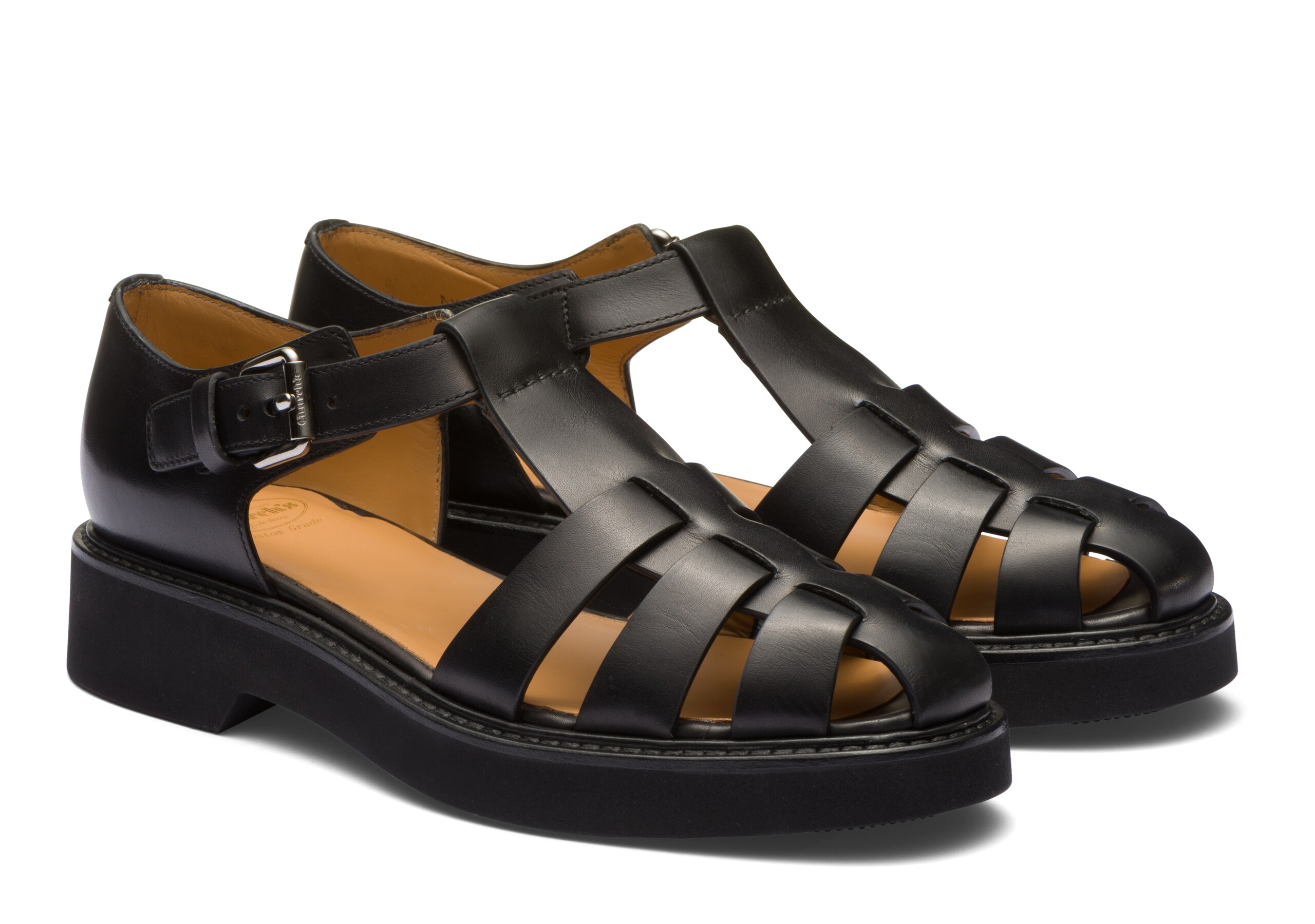 Hove w 4 Church's Natural Calf Leather Sandal Black