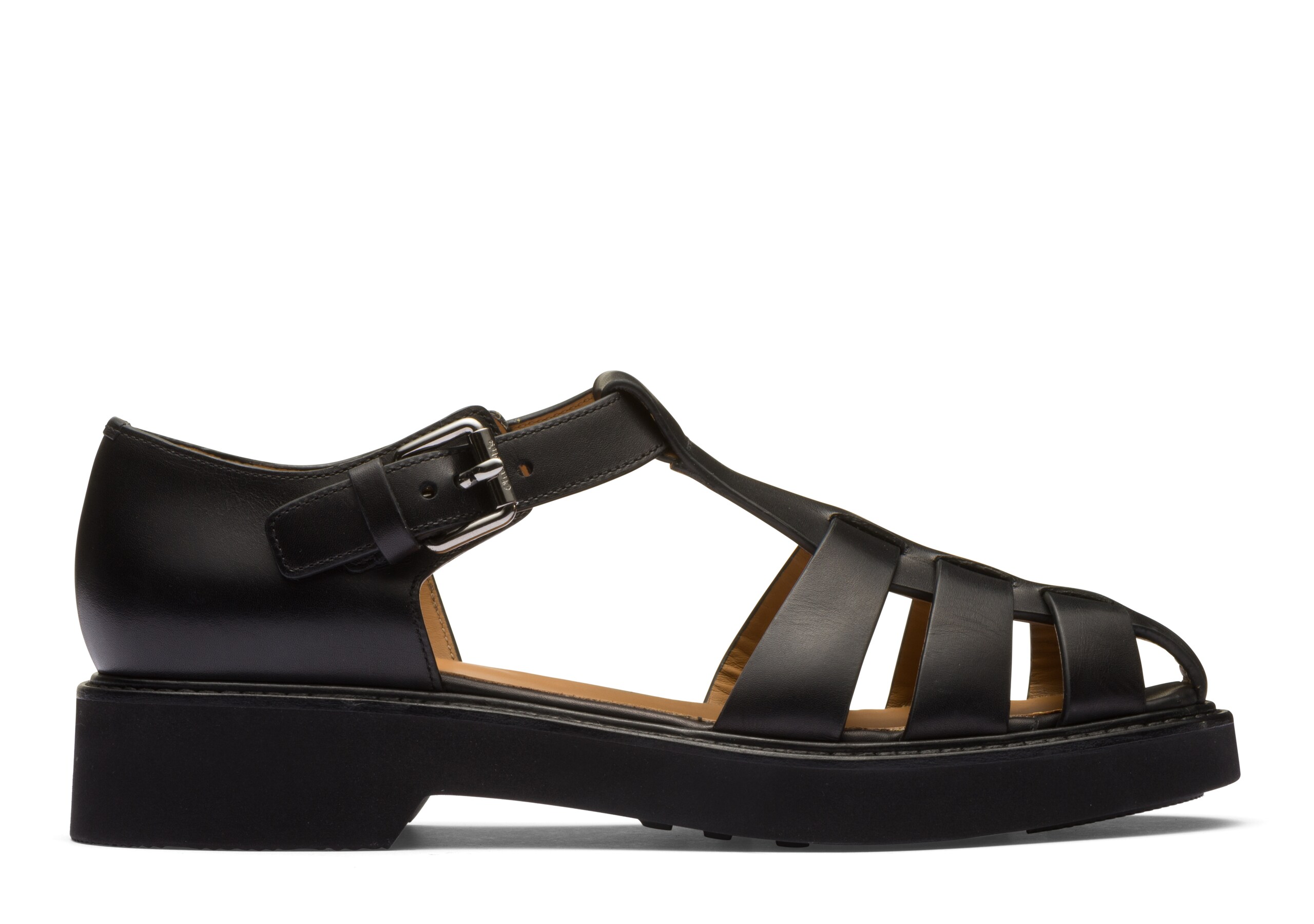 Hove w 4 Church's Natural Calf Leather Sandal Black