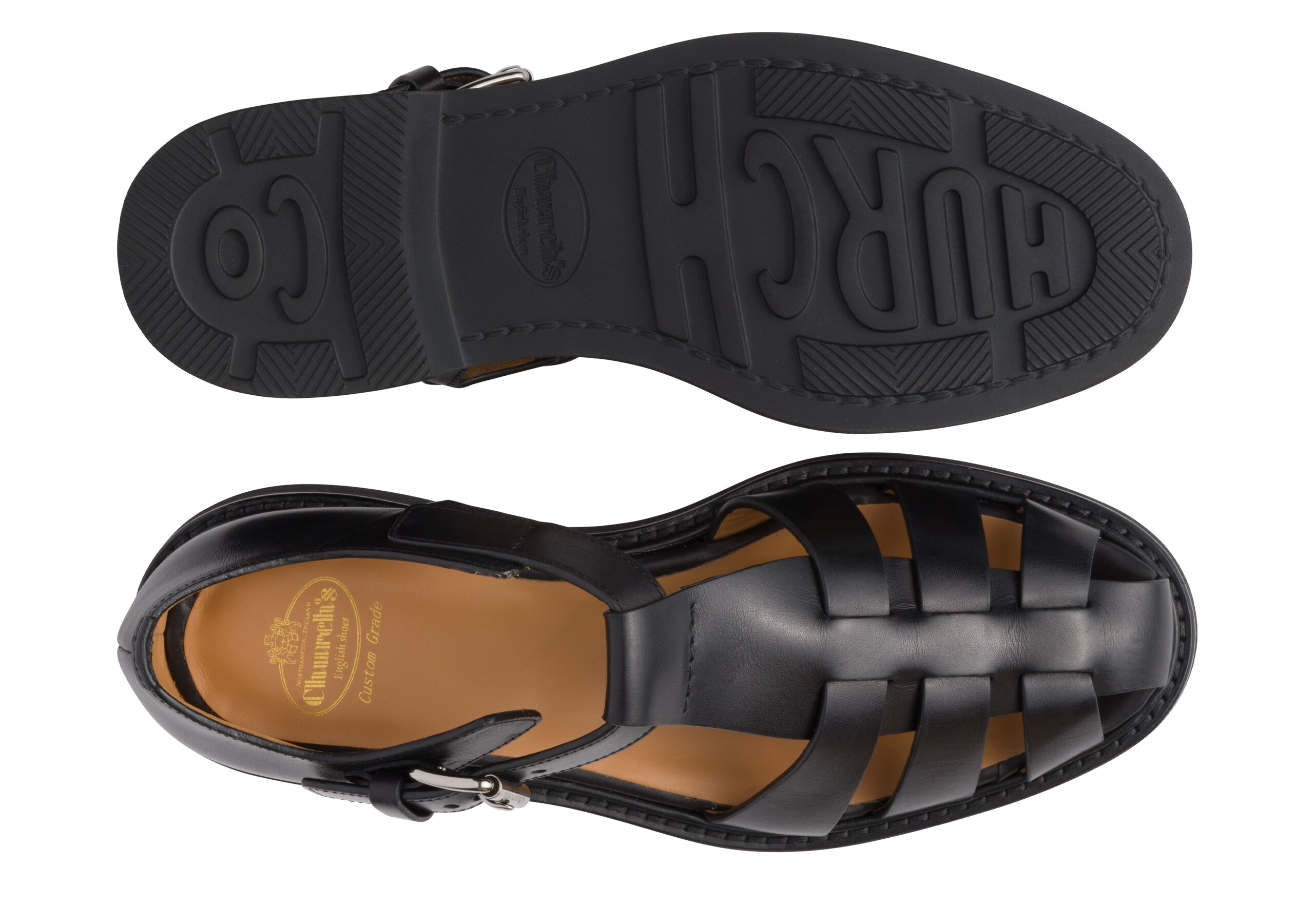 Hove w 4 Church's Natural Calf Leather Sandal Black