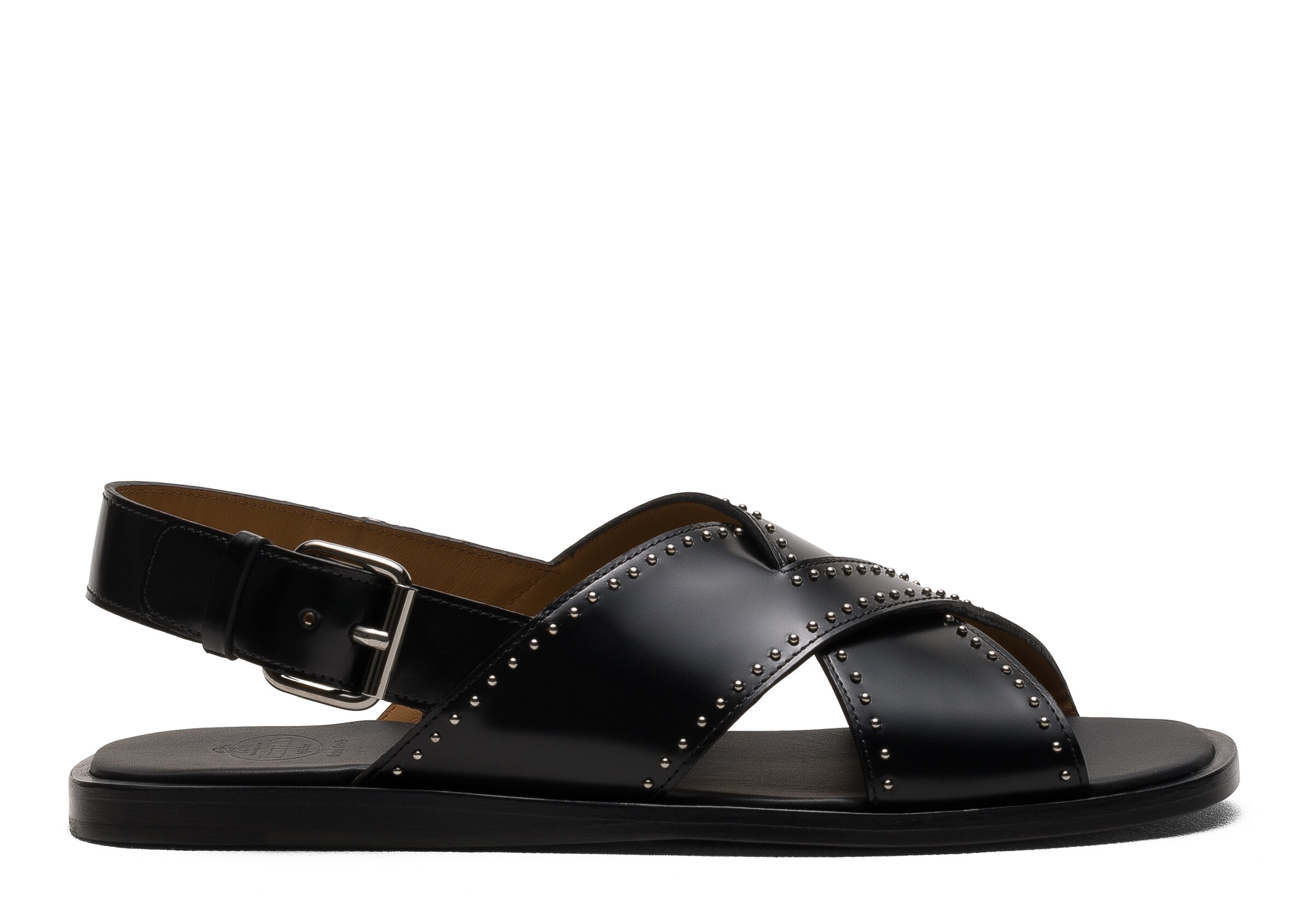 Church Leather Crisscross Sandal With Studs, Woman, Black, Size 39