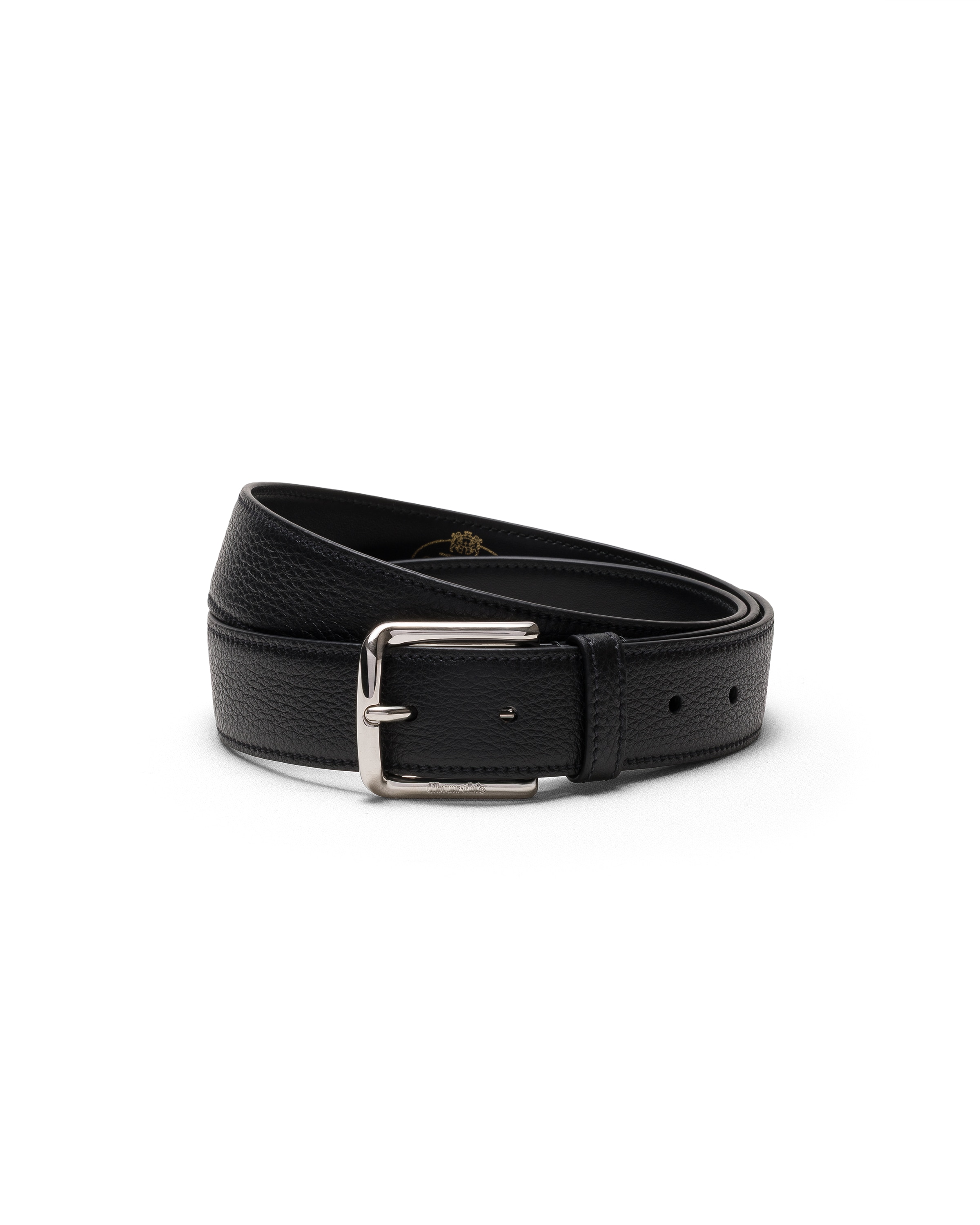 Church Deer Print Calfskin Belt, Man, Black, Size 95