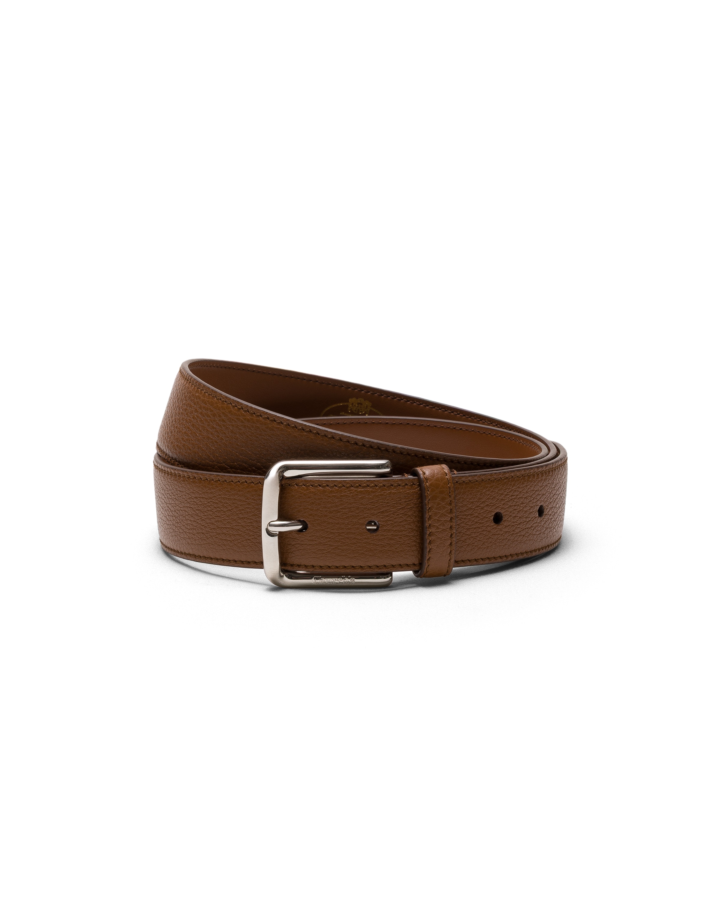 Church Deer Print Calfskin Belt, Man, Cognac, Size 90