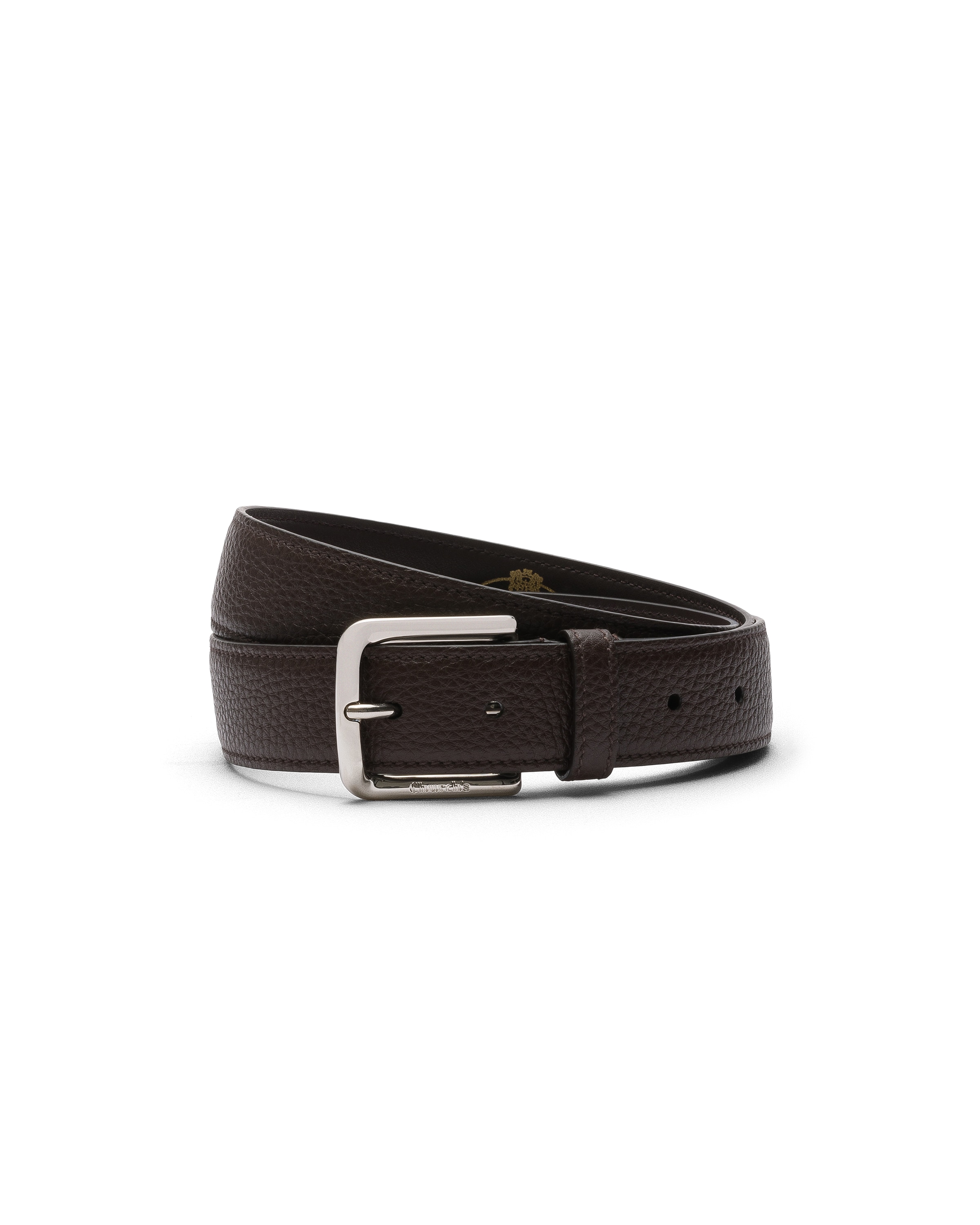 Church Deer Print Calfskin Belt, Man, Coffee, Size 100