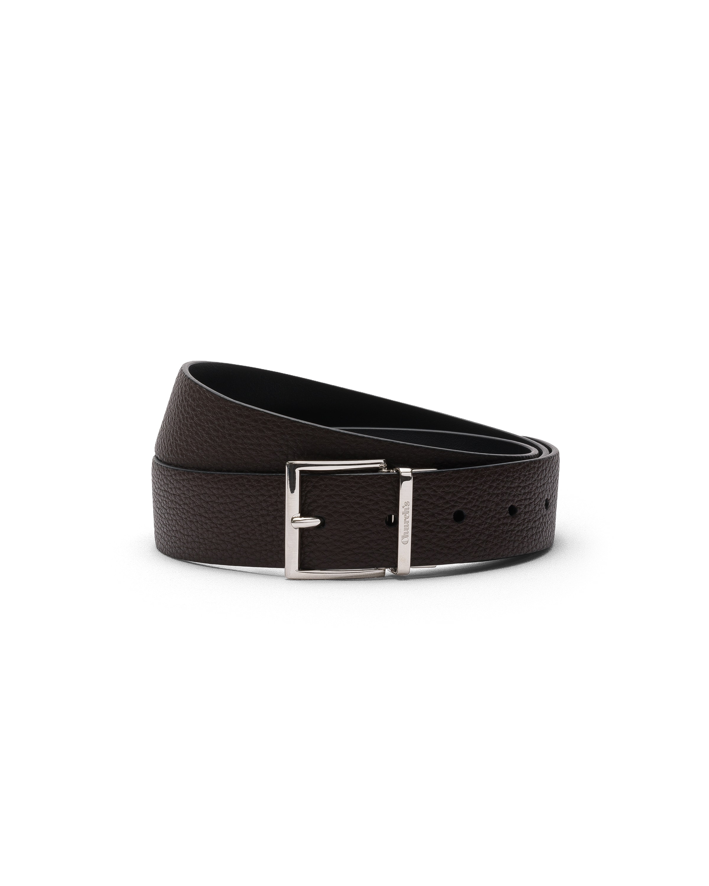 Church Deer Print Calfskin Belt, Man, Coffee, Size 115