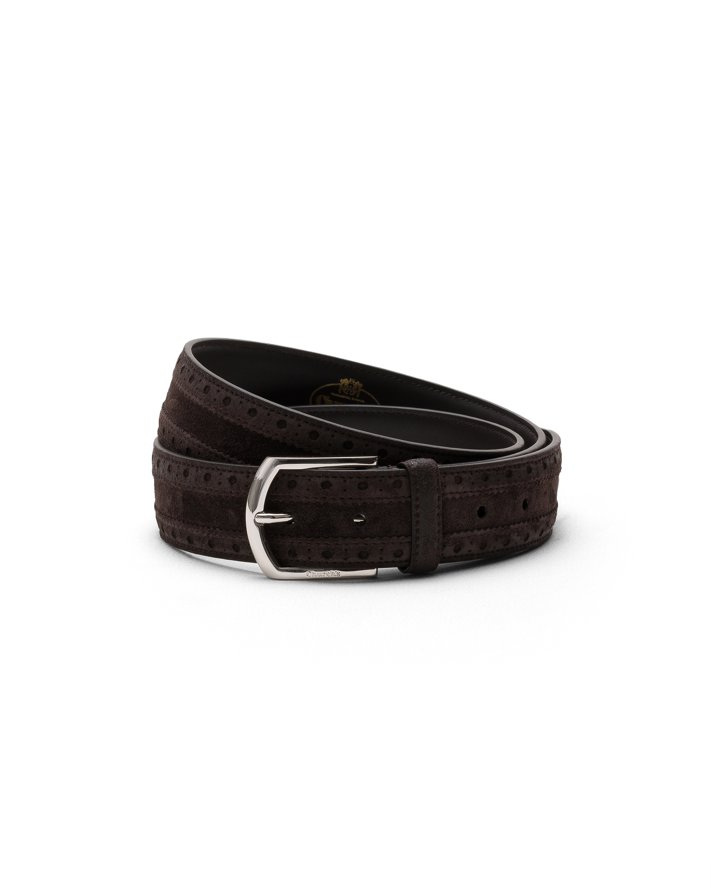 Church Brogue Antique Suede Belt, Man, Brown, Size 105