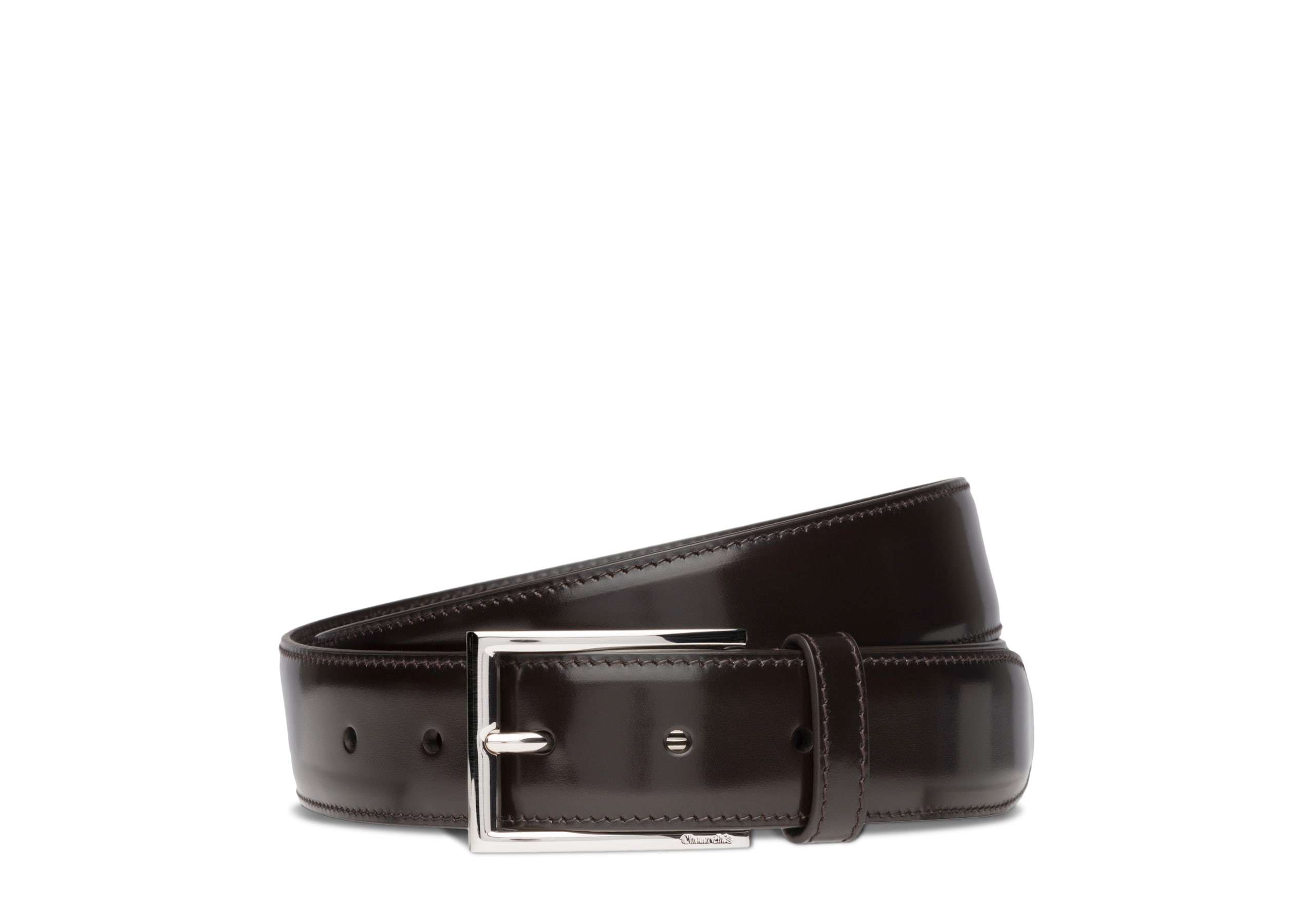 Elongated buckle belt Church's Polished Binder Brown