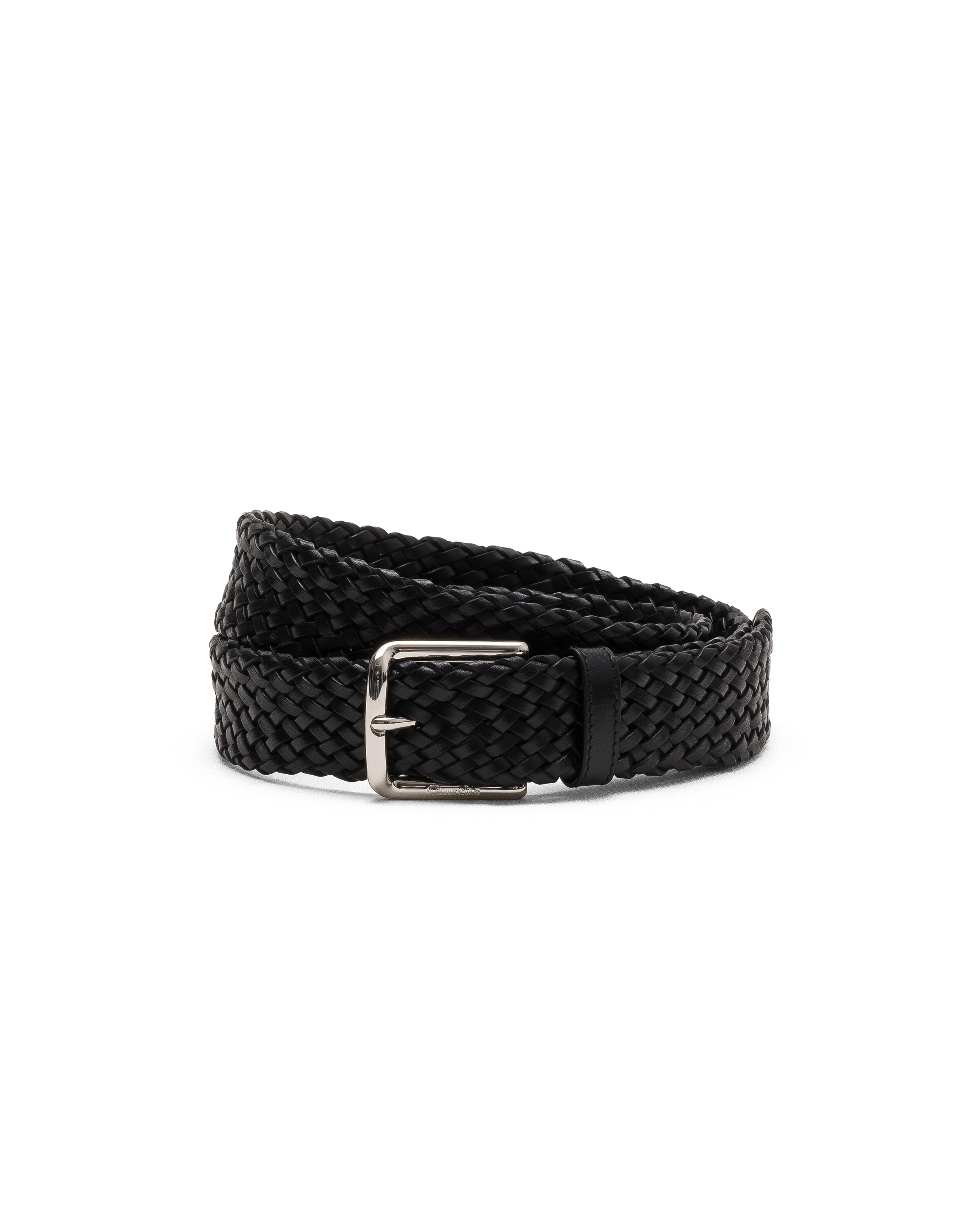 Church Woven Leather Belt, Man, Black, Size 80