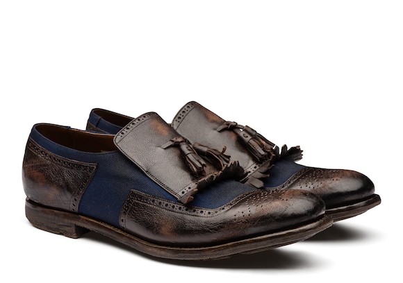 Church's true Vintage Glacè and Linen Loafer ダークブラウン/ネイビー
