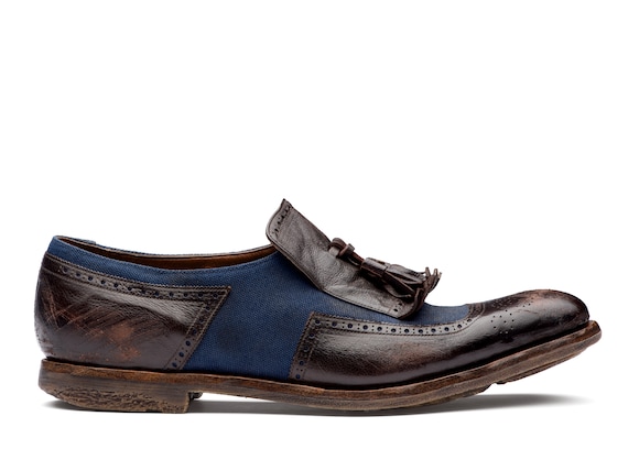 Church's true Vintage Glacè and Linen Loafer ダークブラウン/ネイビー