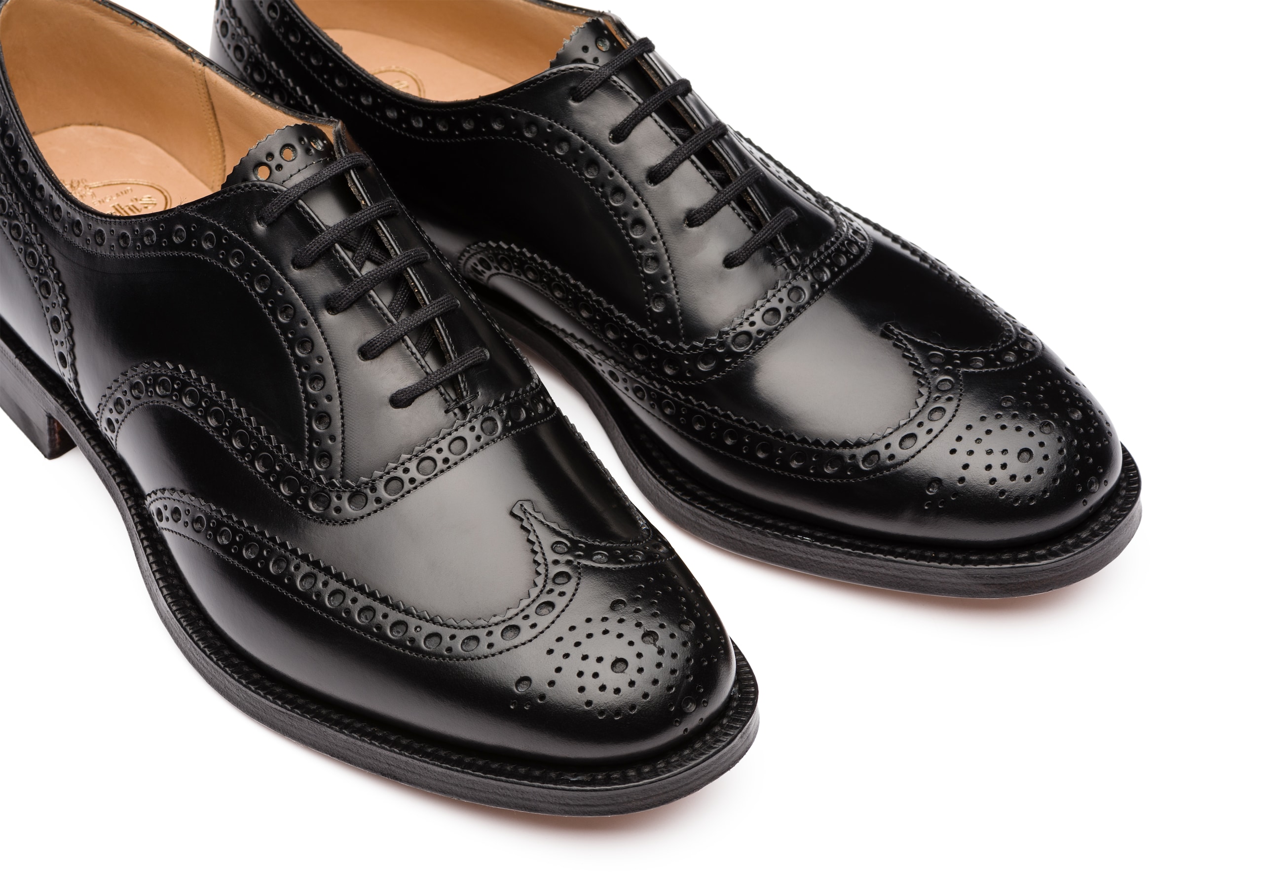 Men s Polished Binder Oxford Brogue Black Church s