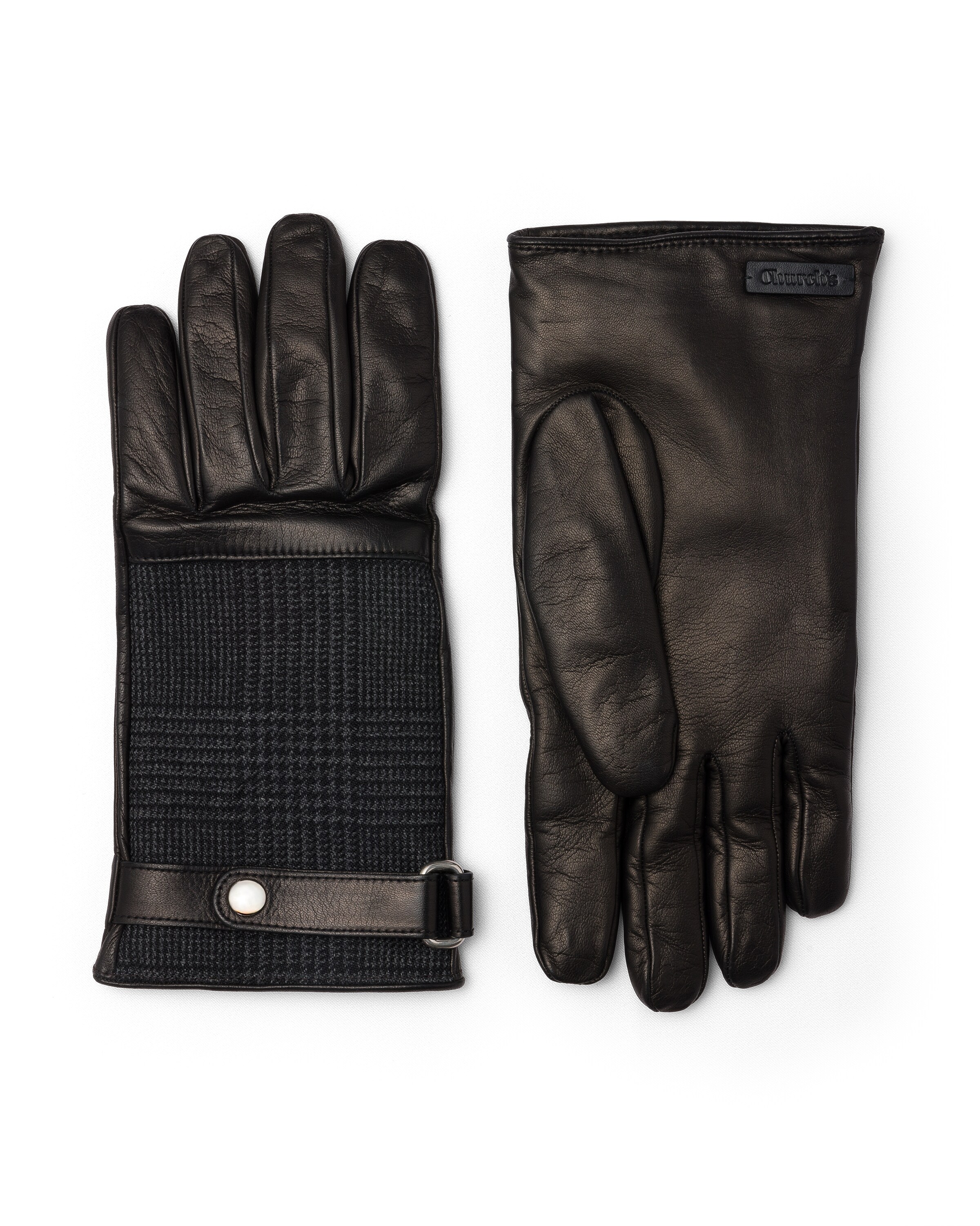 Church Nappa And Prince Of Wales Wool Men's Gloves, Man, Anthracite Gray, Size 8,5