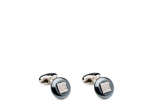 Church's Crest cufflink Haematite & Rhodium Plated Crest Black