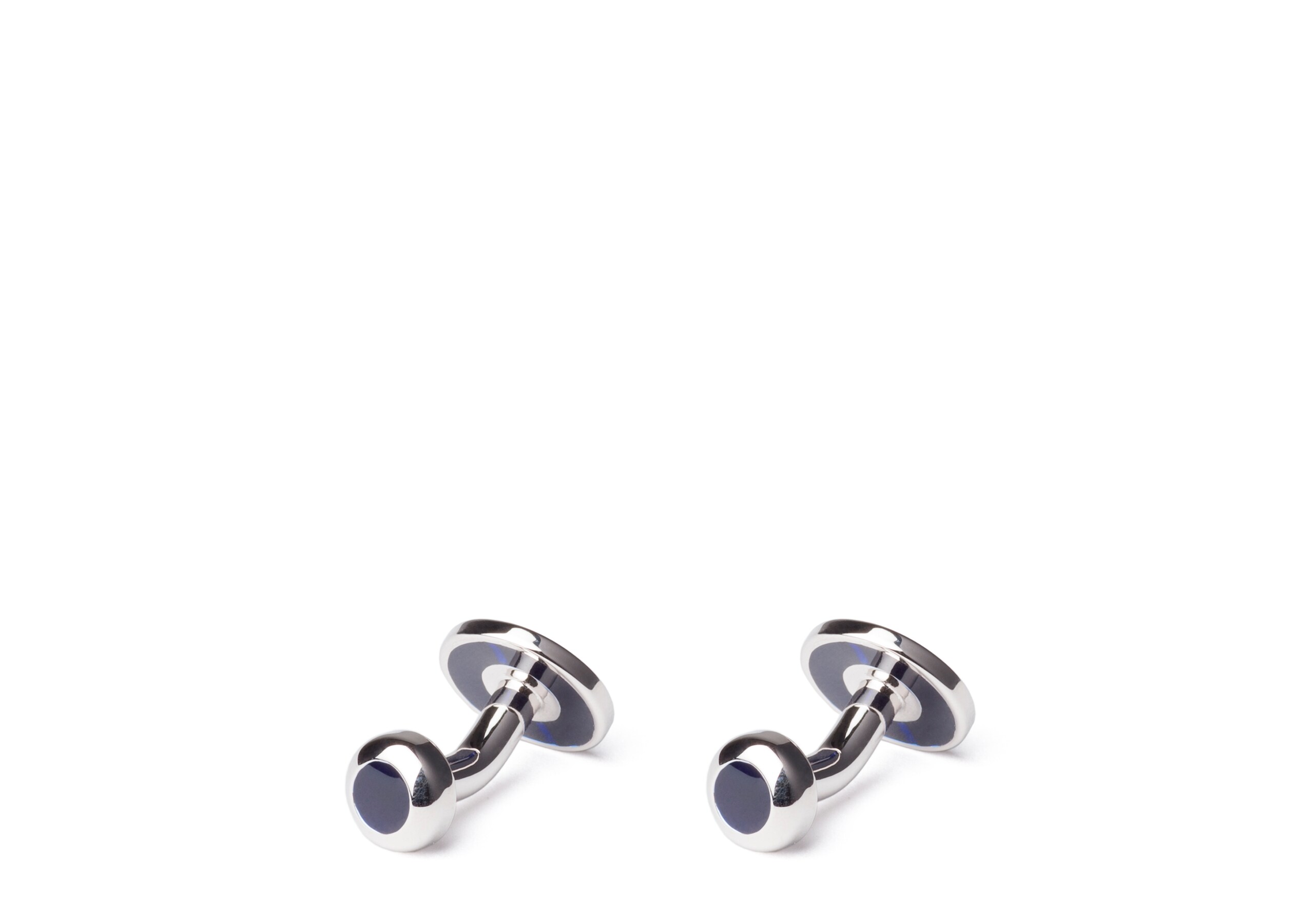 Floating stone cufflinks Church's キャッツアイ,ロジウムプレート オーバル ネイビー
