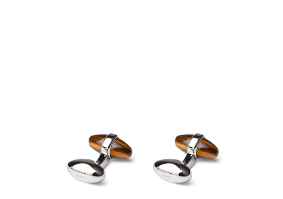 Church's Bullet cufflink Tigers Eye and Rhodium Plated Bullet Tigers eye