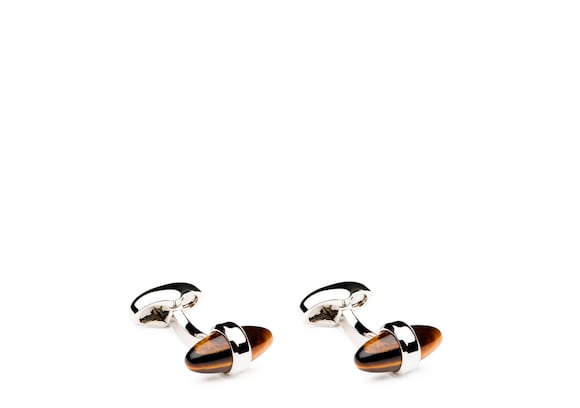 Church's Bullet cufflink Tigers Eye and Rhodium Plated Bullet Tigers eye