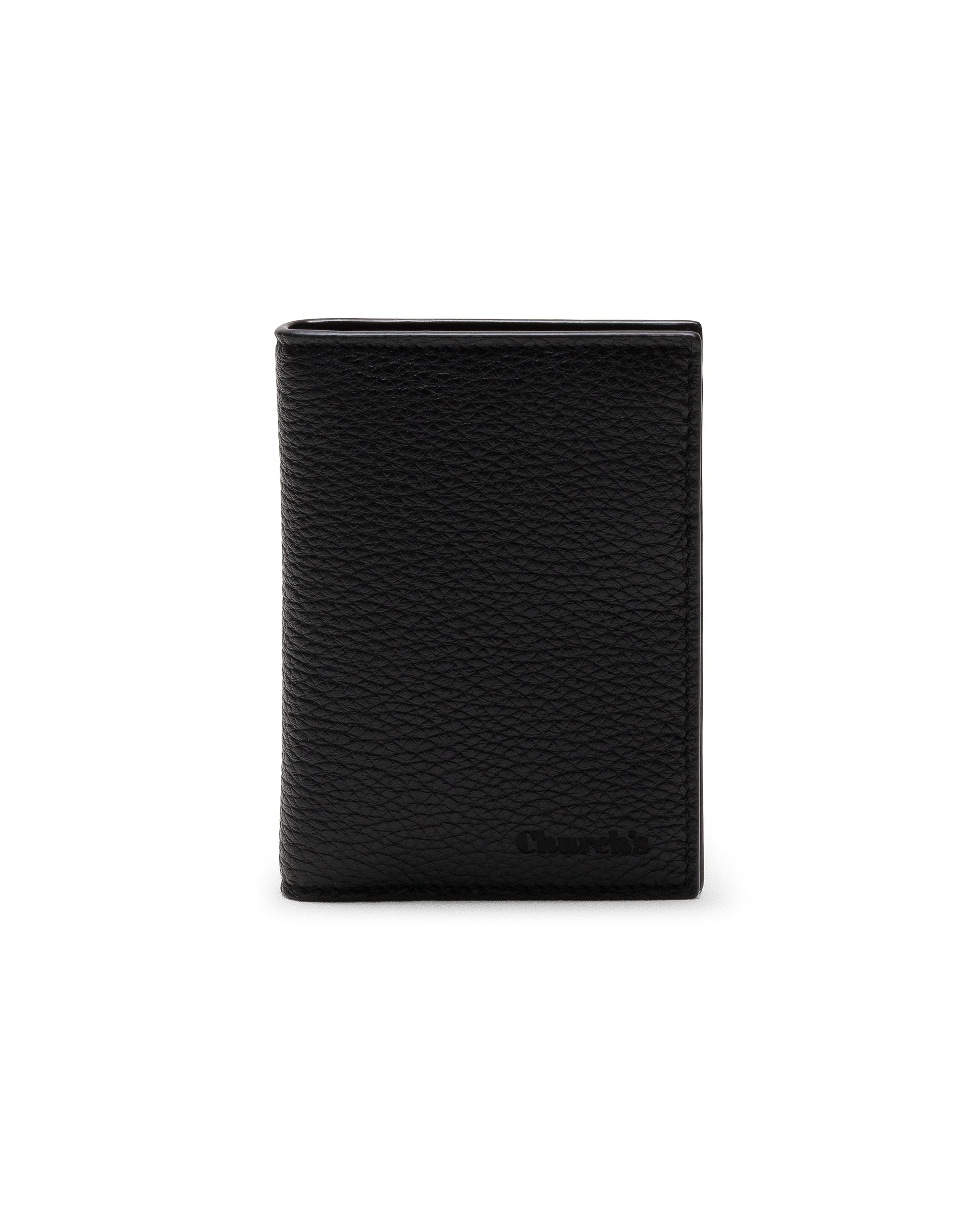 Church Deer Print Calfskin Card Holder, Man, Black