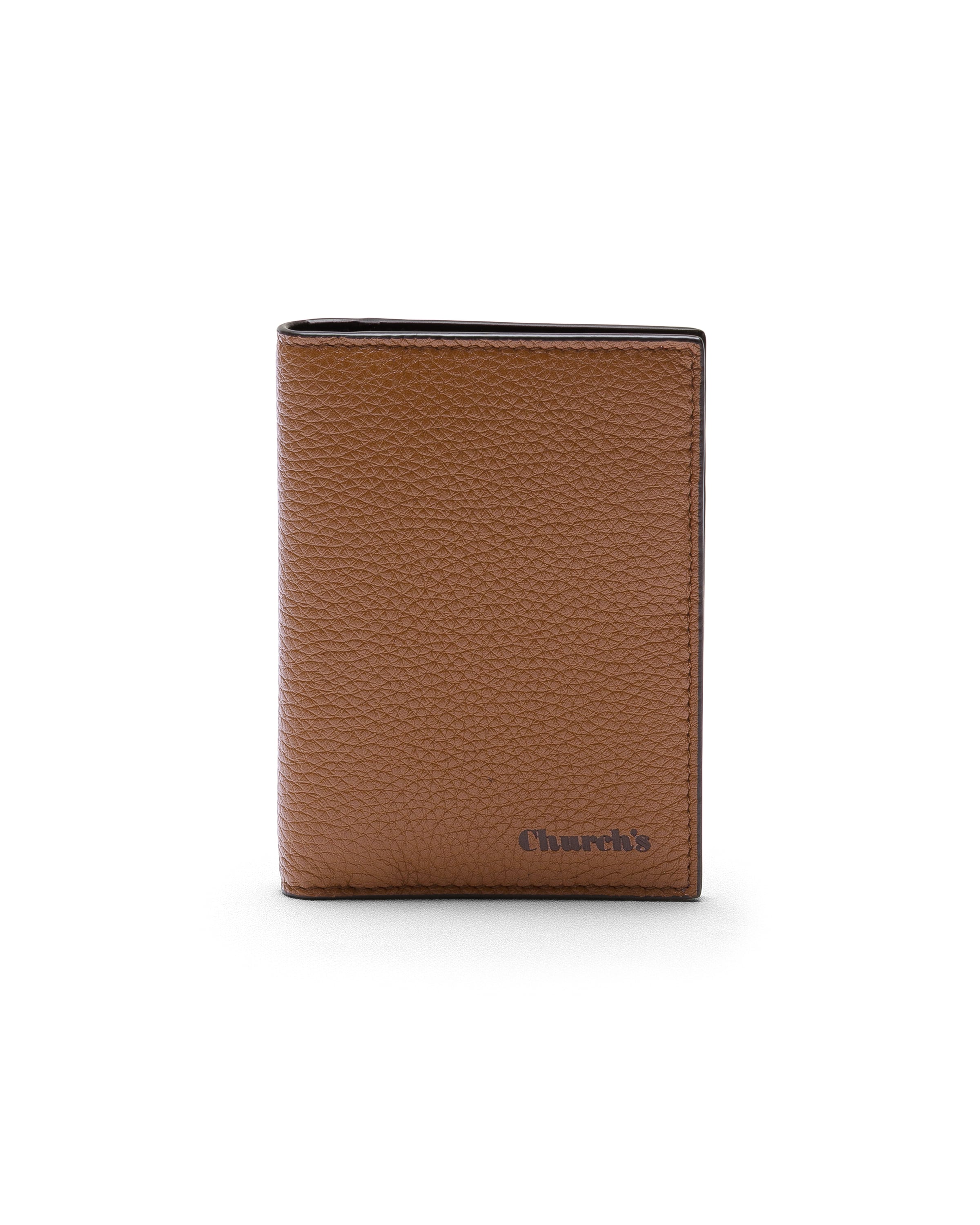 Church Deer Print Calfskin Card Holder, Man, Cognac/coffee