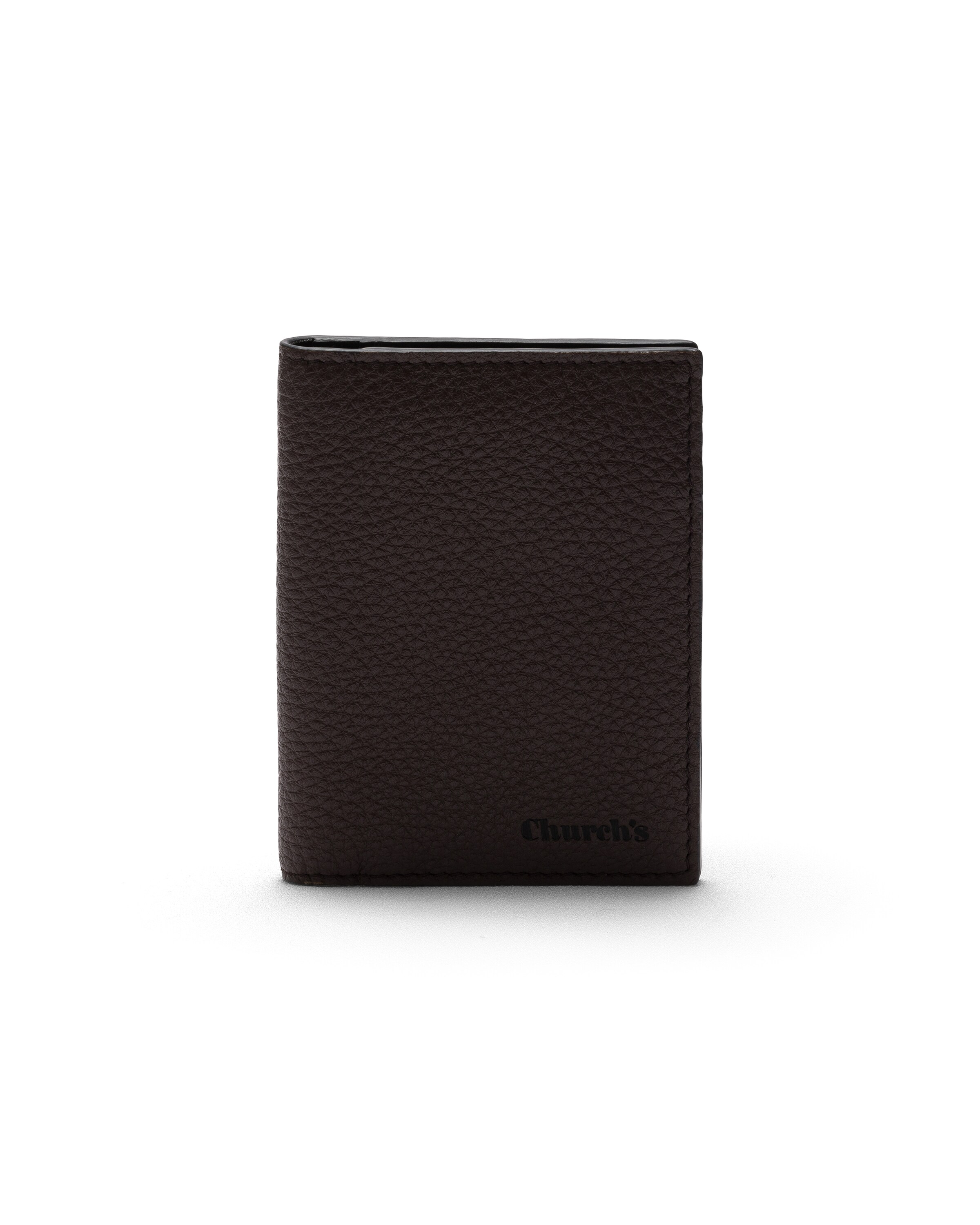 Church Deer Print Calfskin Card Holder, Man, Coffee