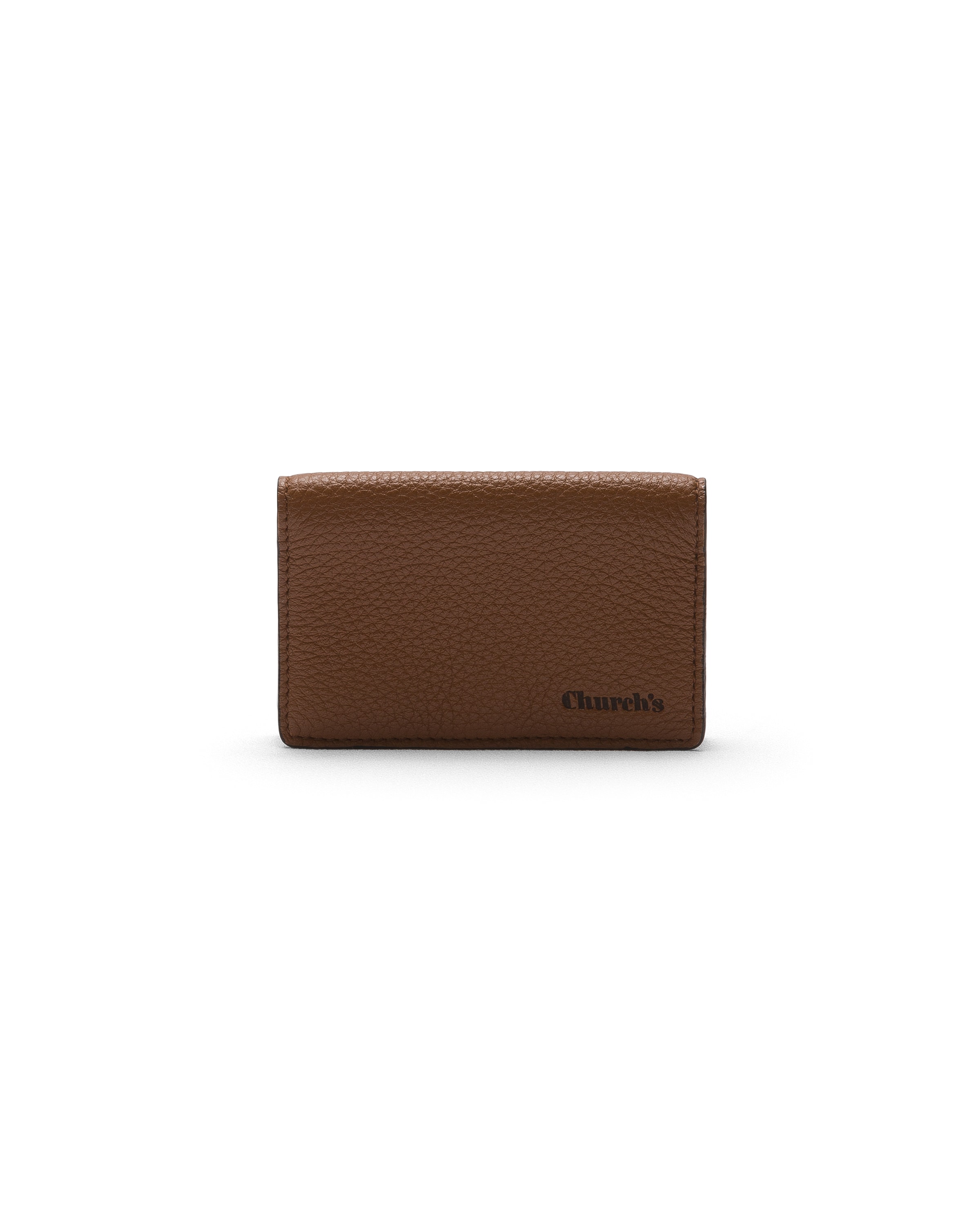 Church Deer Print Calfskin Card Holder, Man, Cognac/coffee