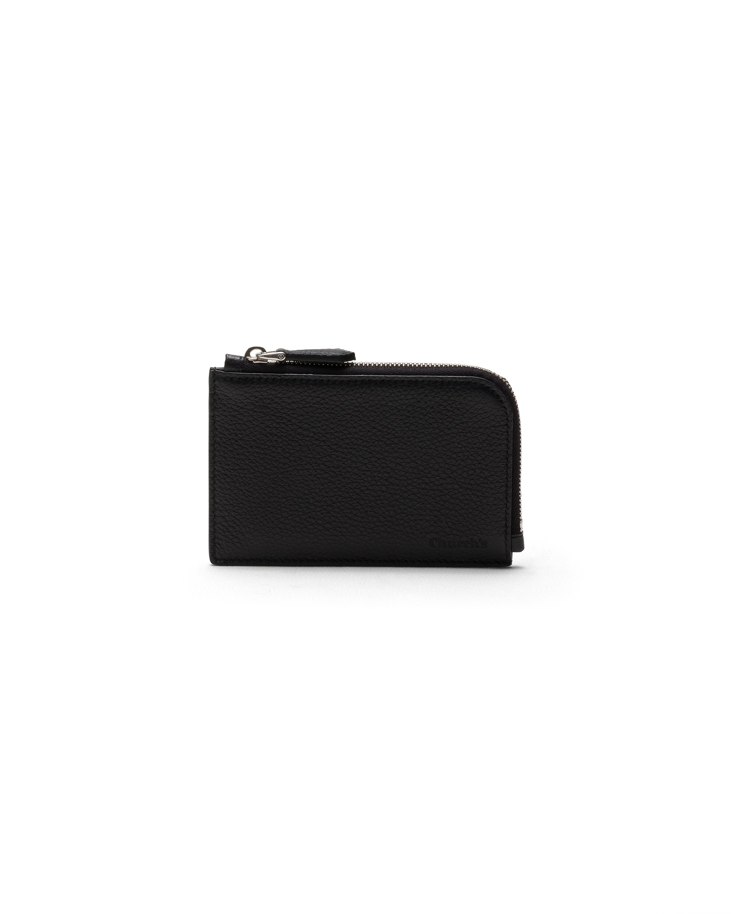 Church Deer Print Calfskin Card Holder, Man, Black