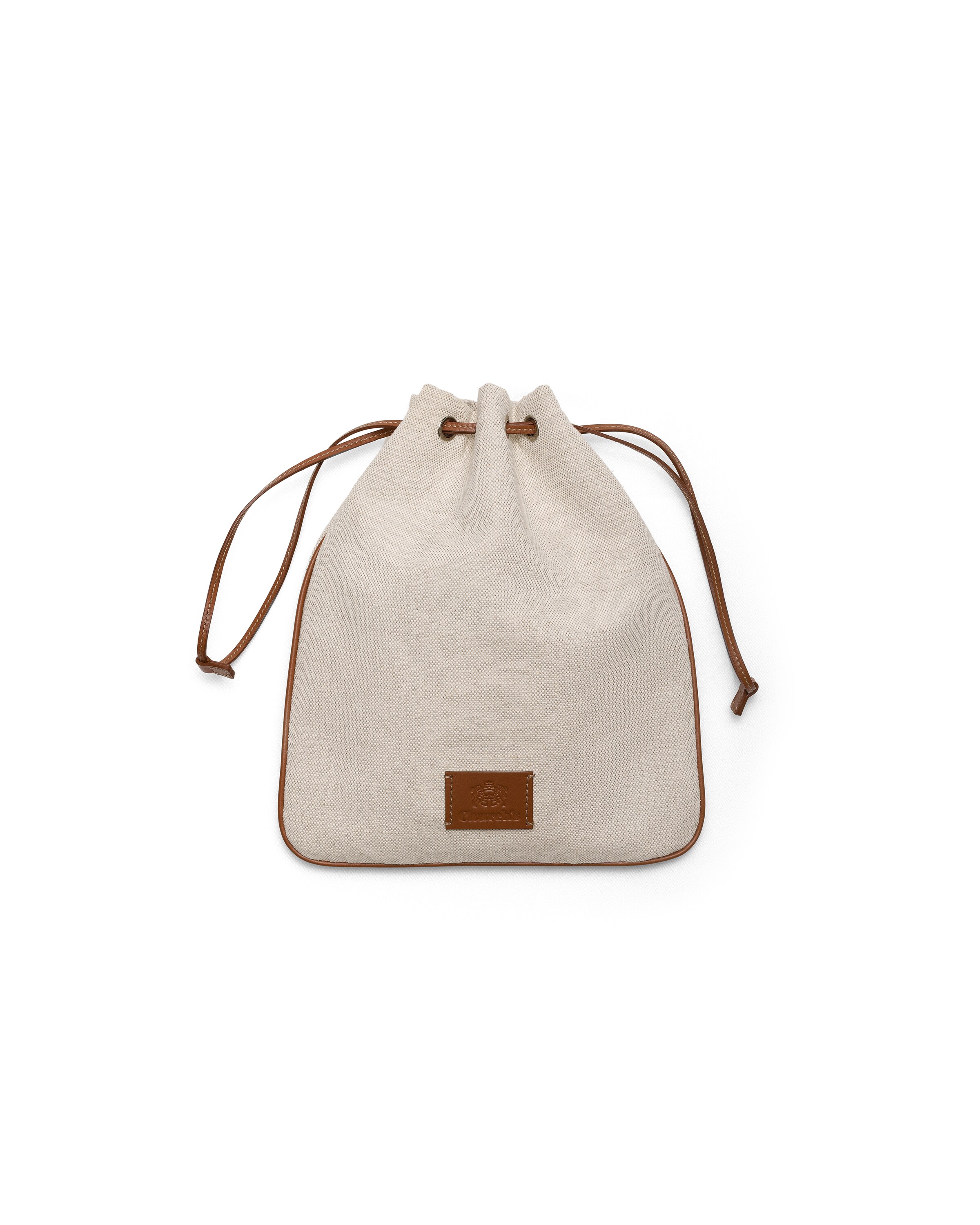 Church Linen Blend And Leather Pouch, Man, Natural