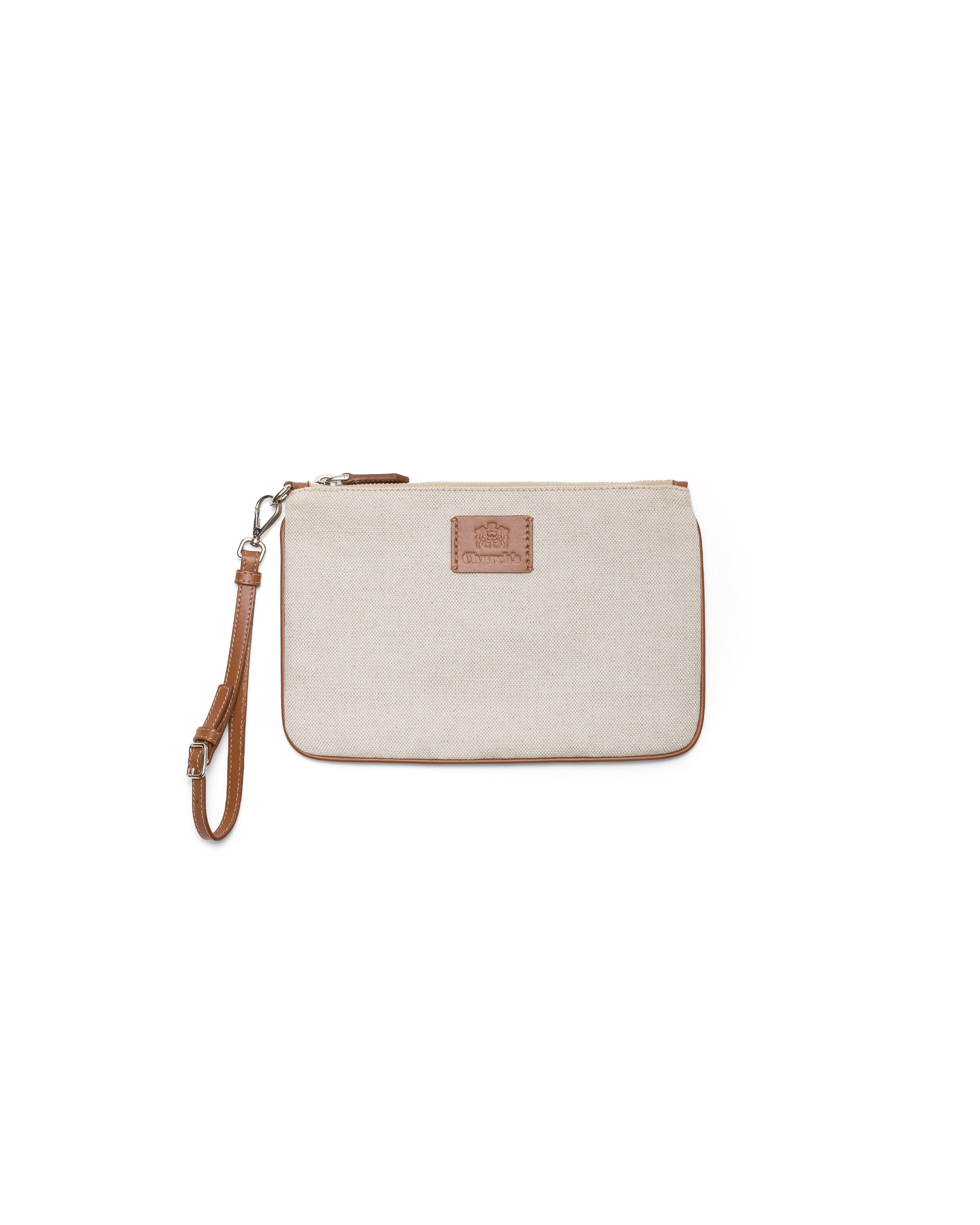 Church Linen Blend And Leather Pouch, Man, Natural