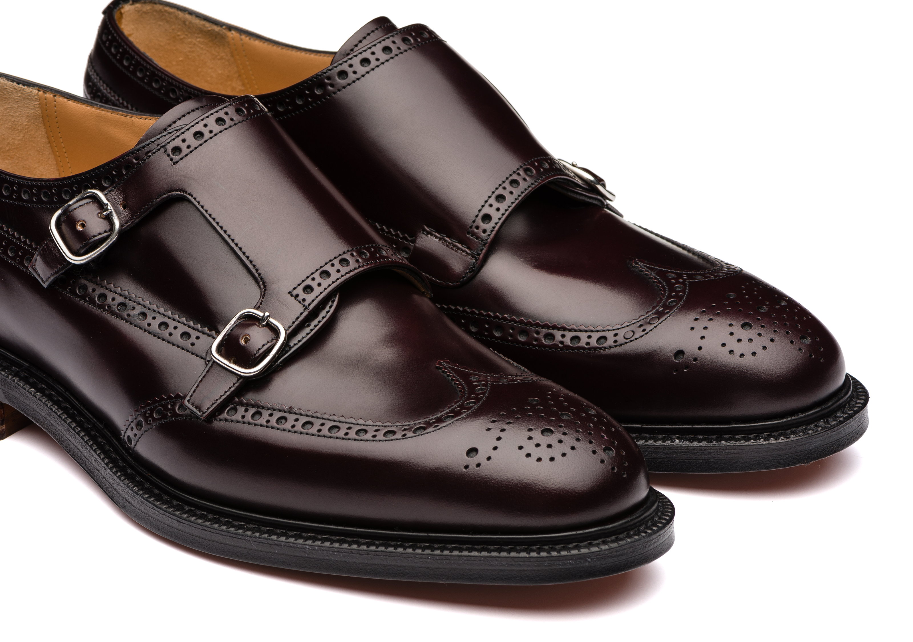 Burgundy Polished Binder Monk Strap Church s