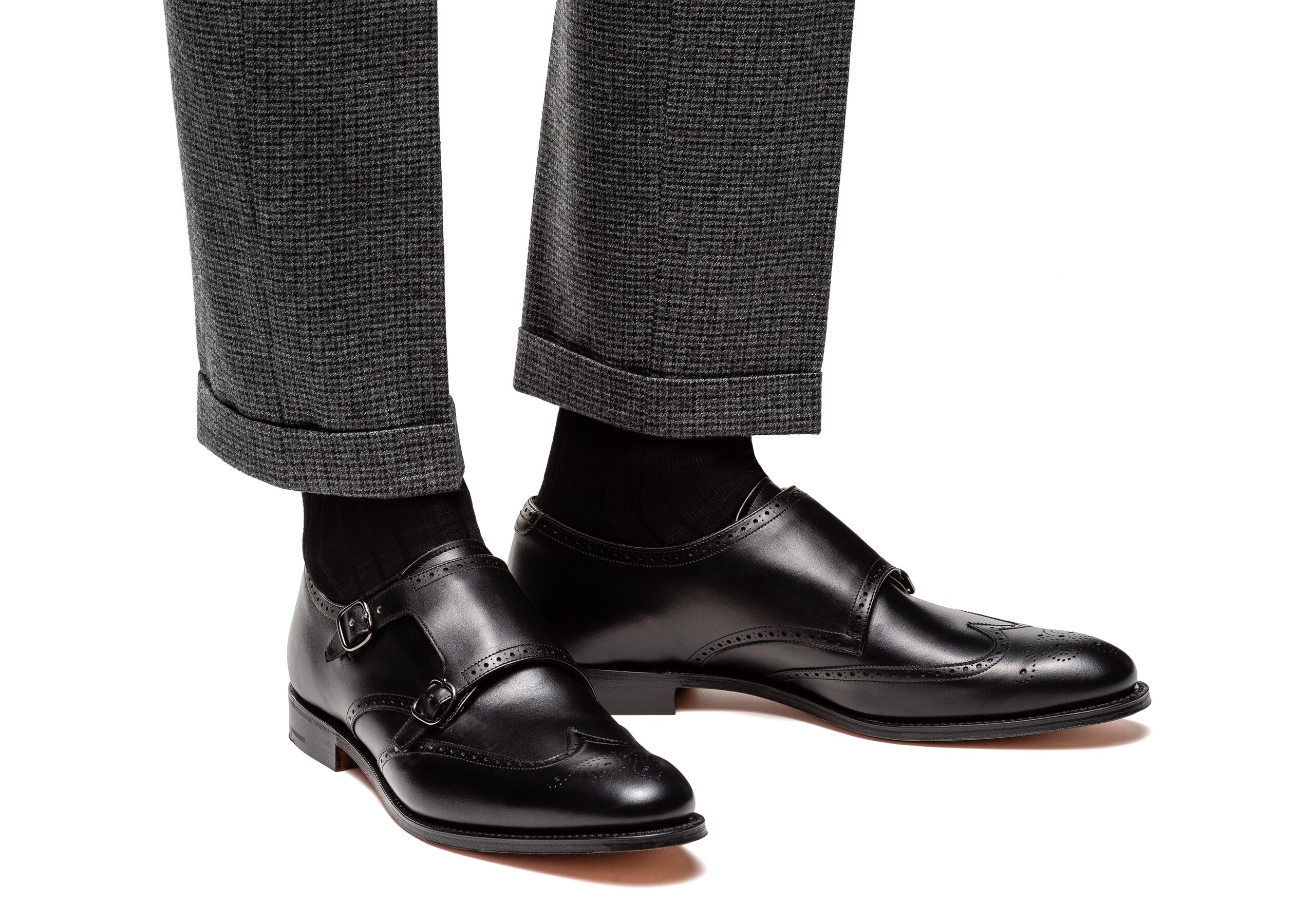 Chicago Church's Calf Leather Monk Strap Brogue Black
