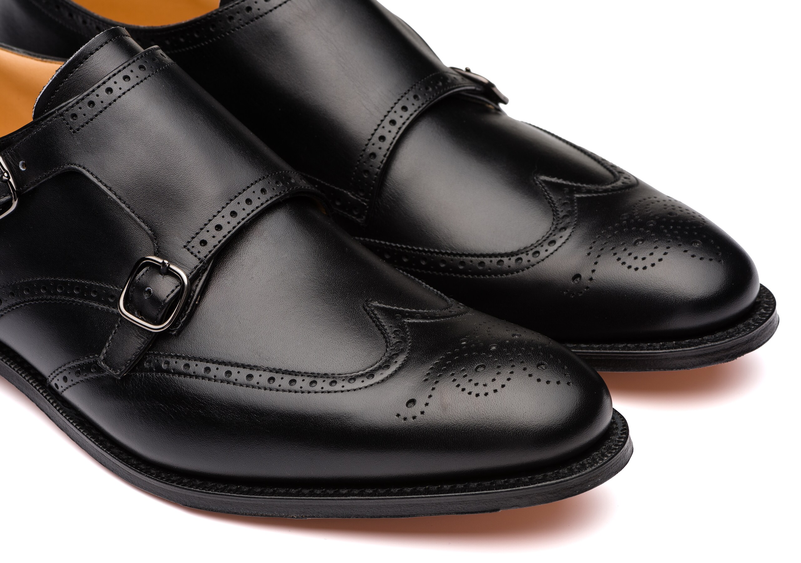 Chicago Church's Calf Leather Monk Strap Brogue Black