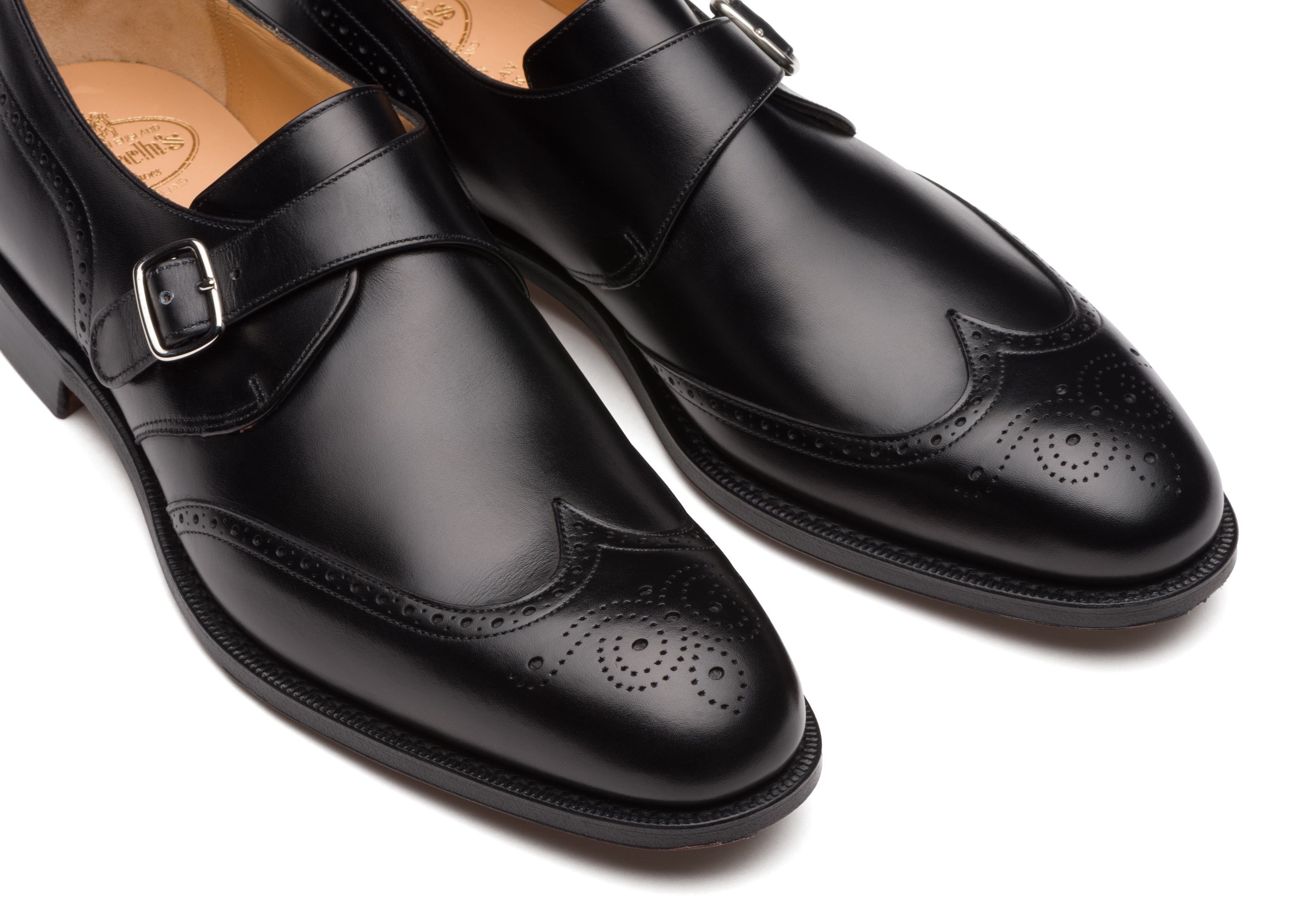 Black Calf Leather Monk Strap Brogue Church s