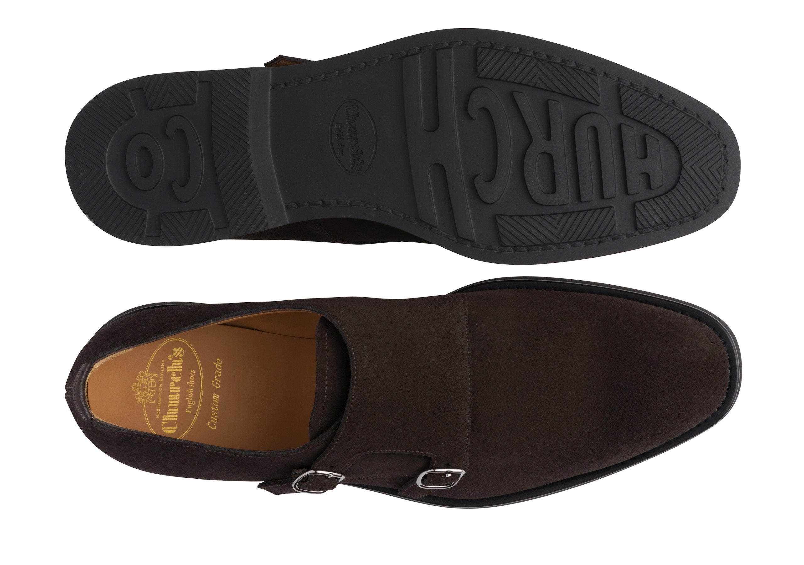 Cowes l Church's Soft Suede Leather Monk Strap Brown