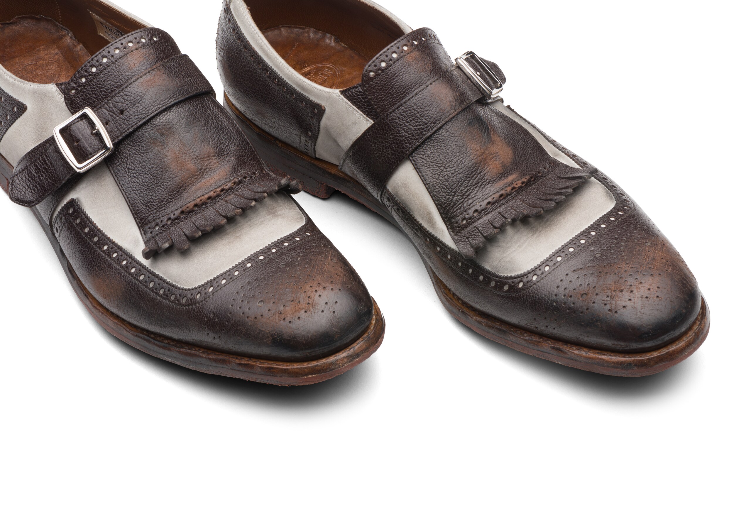 Shanghai Church's Glacè calf and Nabuk Monk Strap Brown